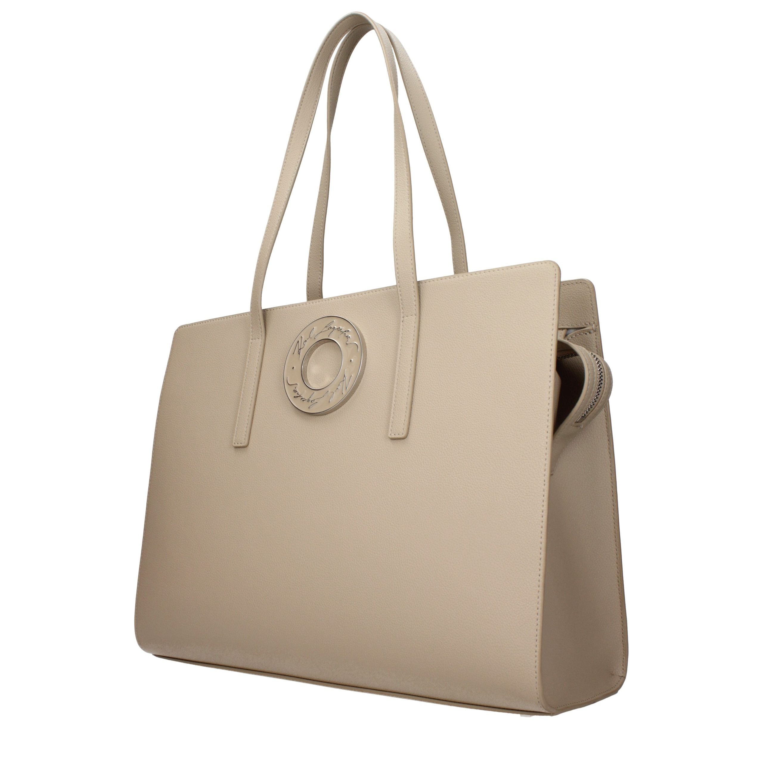 Karl Lagerfeld Beige Leather Shoulder Women's Bag