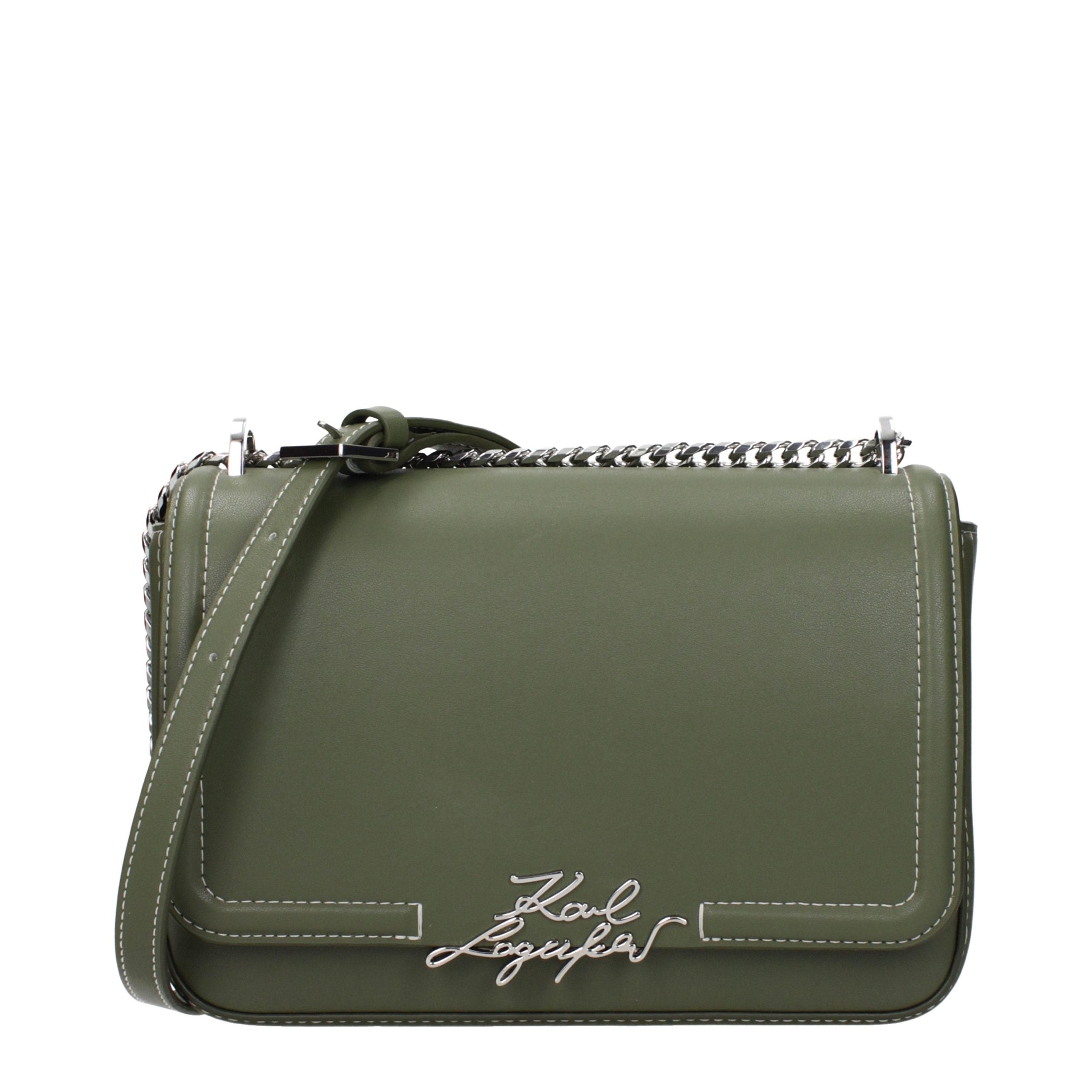 Karl Lagerfeld Green Leather Shoulder Women's Bag