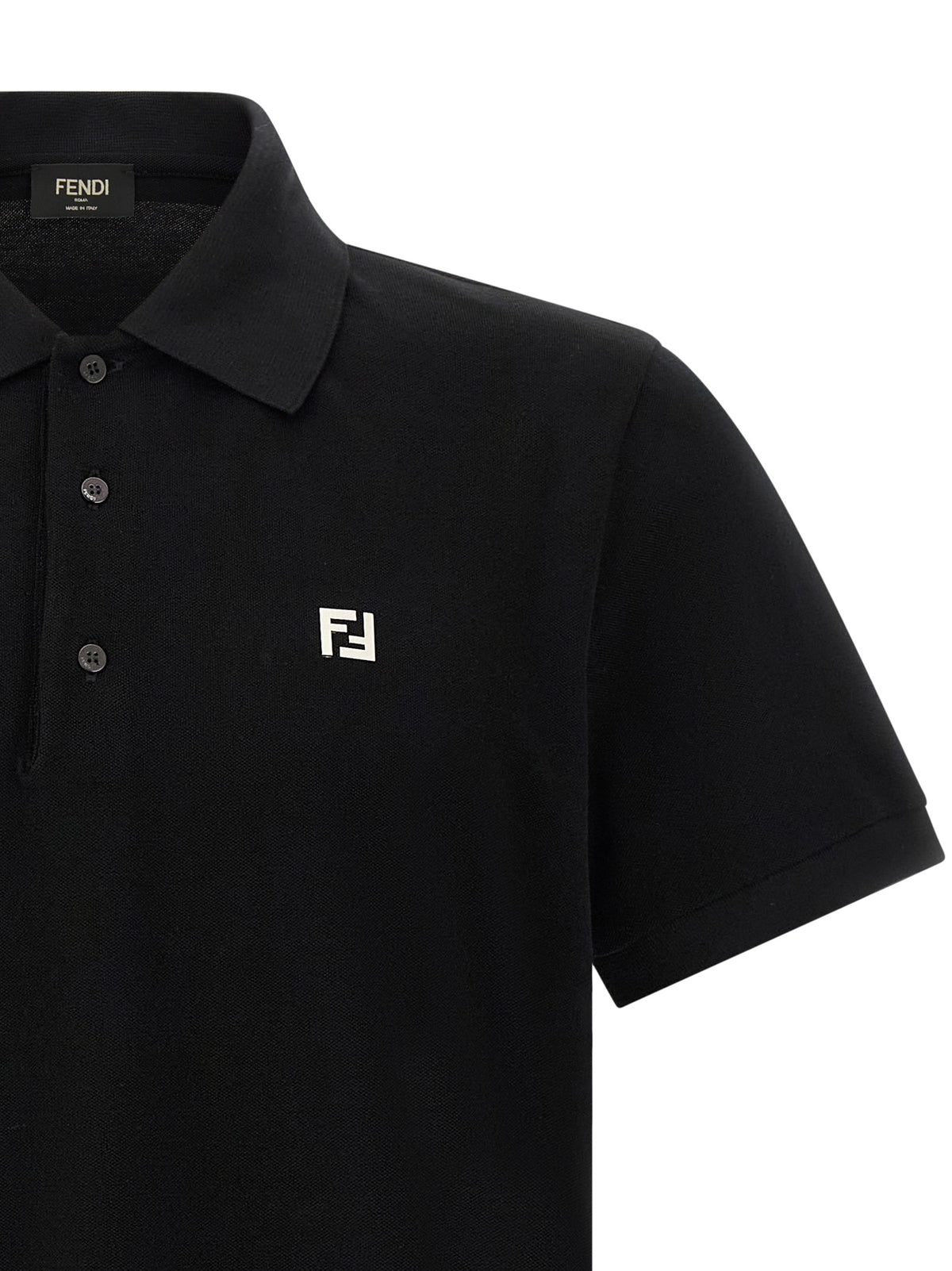 Fendi Black Cotton Polo Men's Shirt