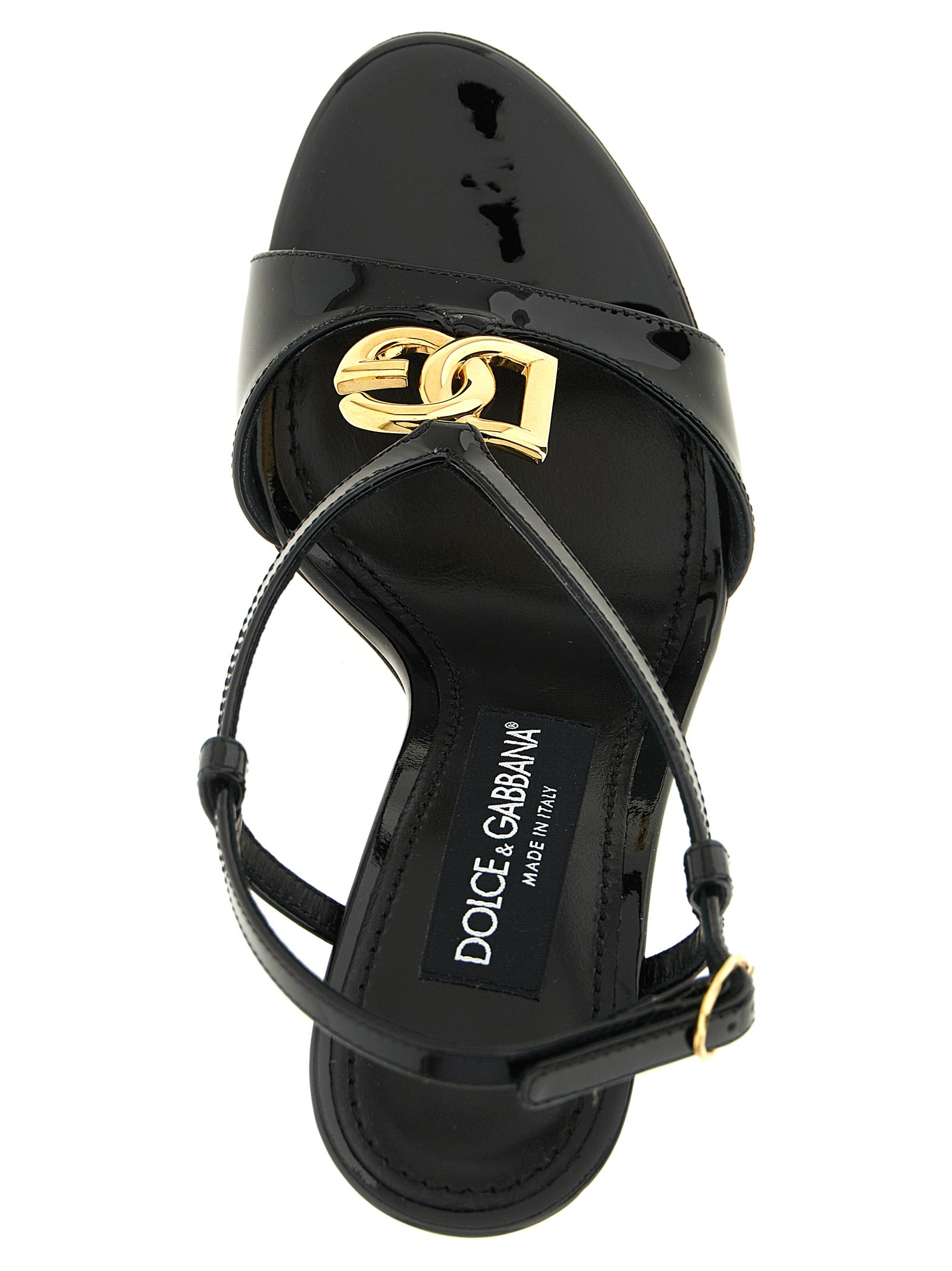 Dolce & Gabbana Black Calfskin Stiletto Heel Women's Sandals