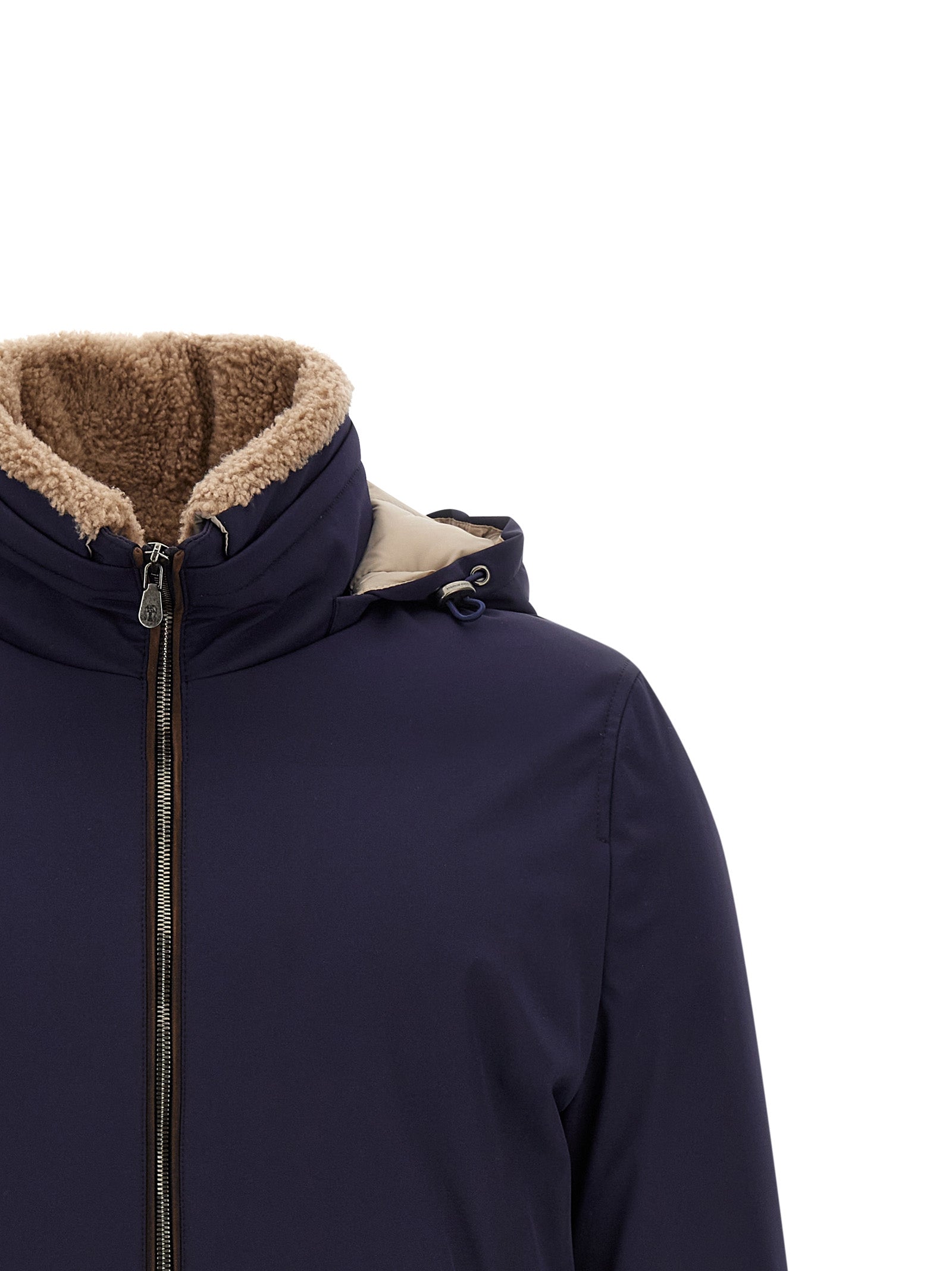 Brunello Cucinelli Blue Polyamide Full-Length Men's Jacket