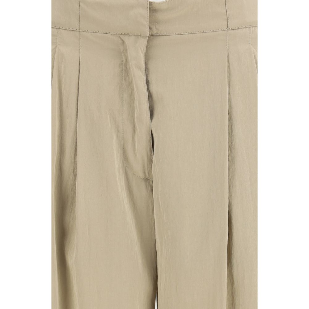 The Row Beige Silk Casual Women's Pants