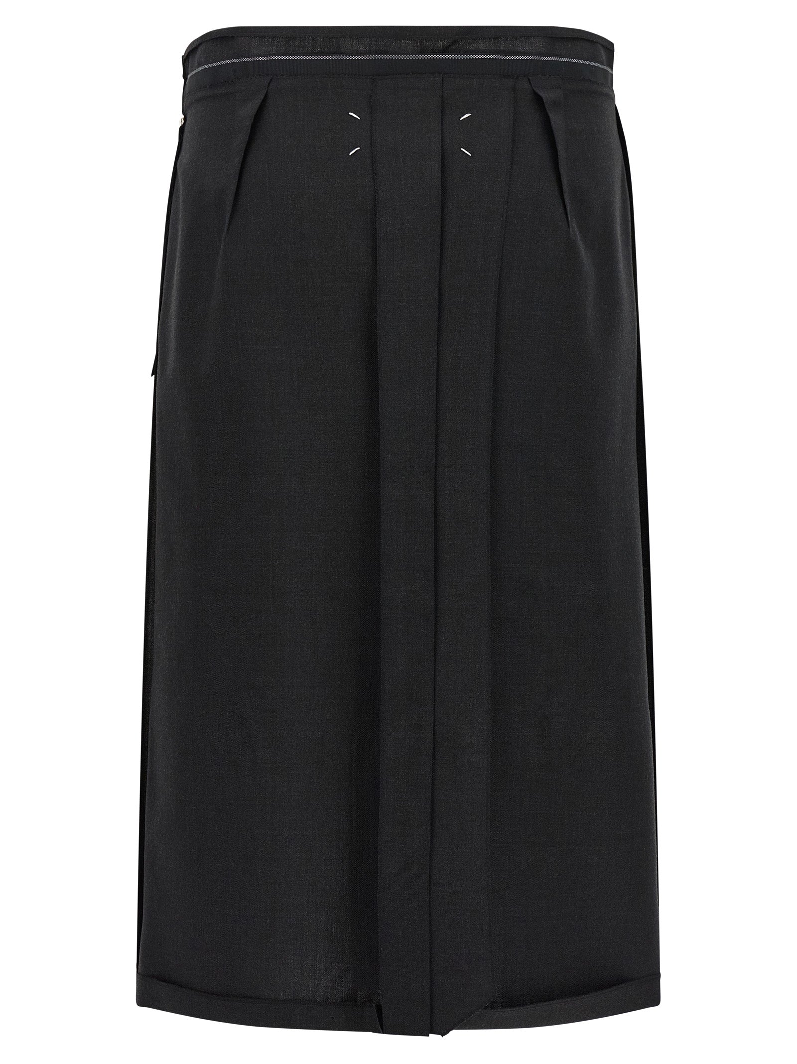 Maison Margiela Black Virgin Wool Midi Women's Skirt