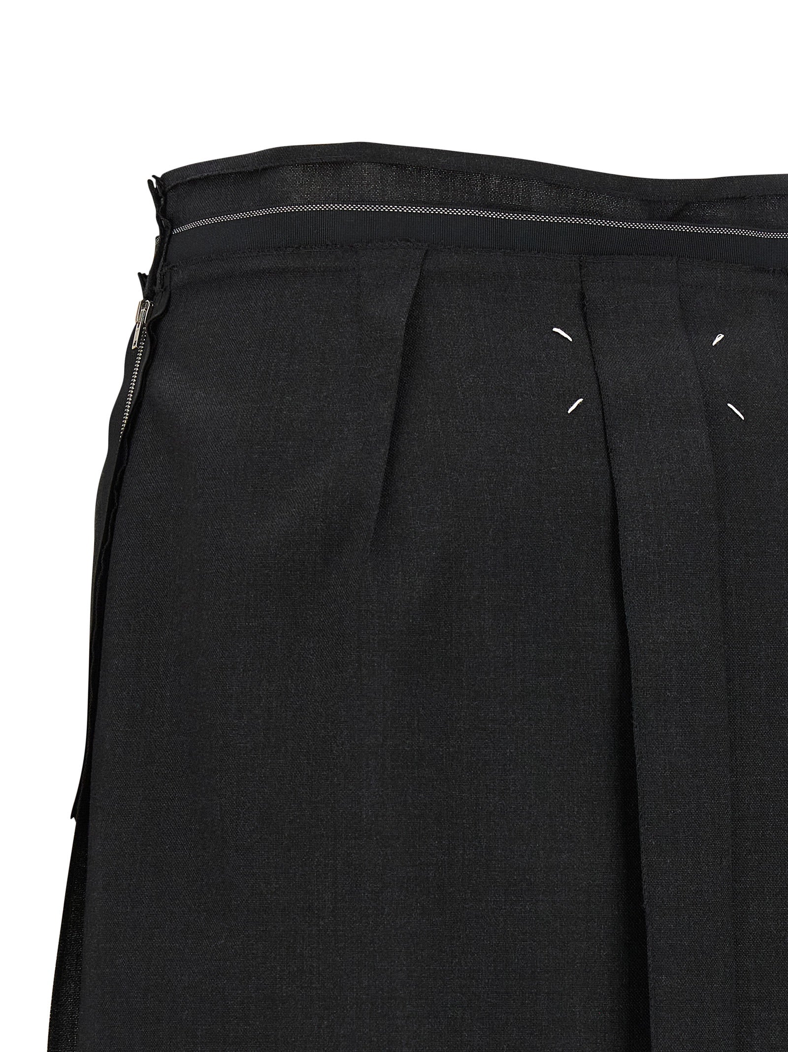 Maison Margiela Black Virgin Wool Midi Women's Skirt