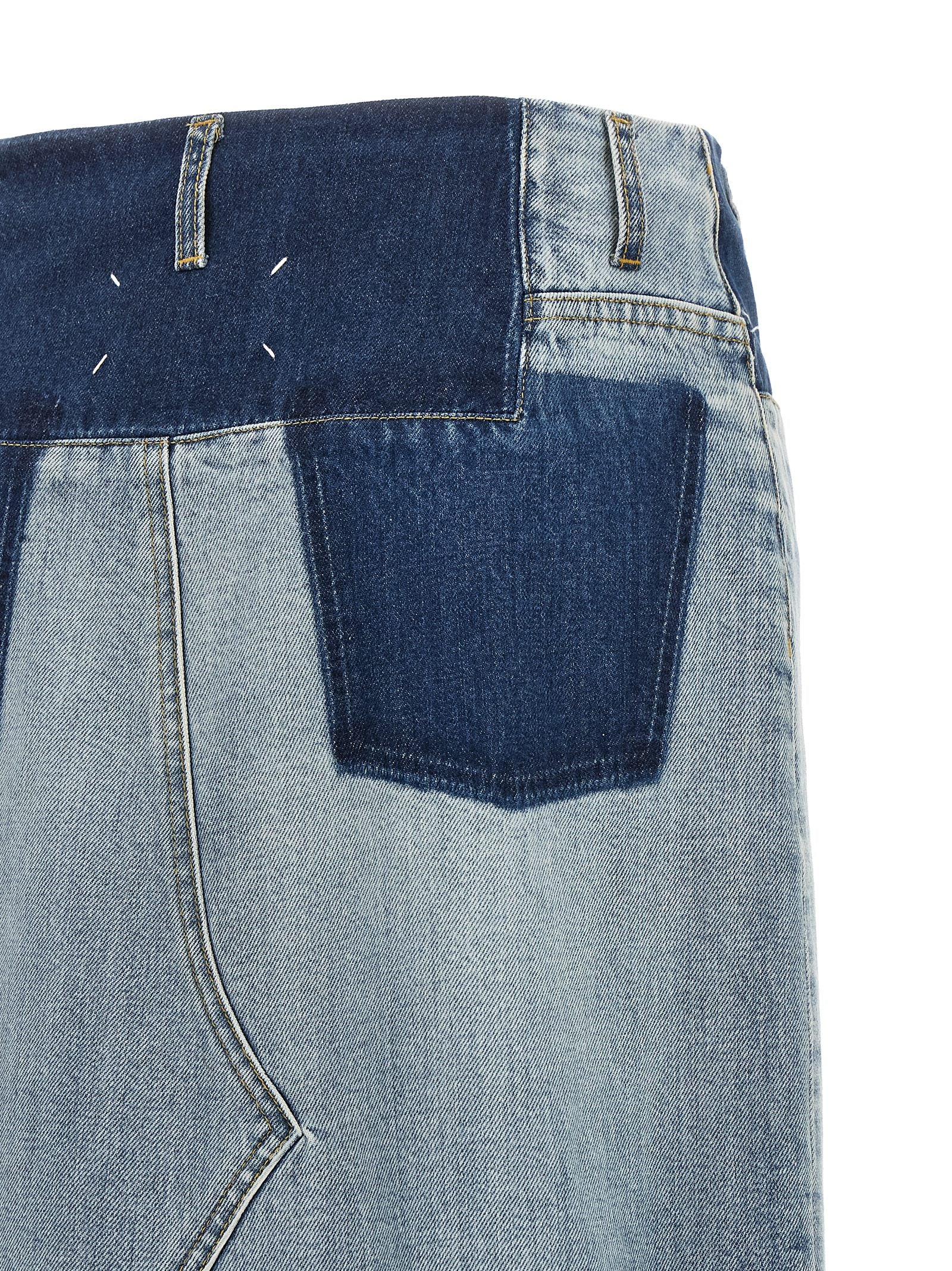 Maison Margiela Blue Cotton Mini Women's Skirt