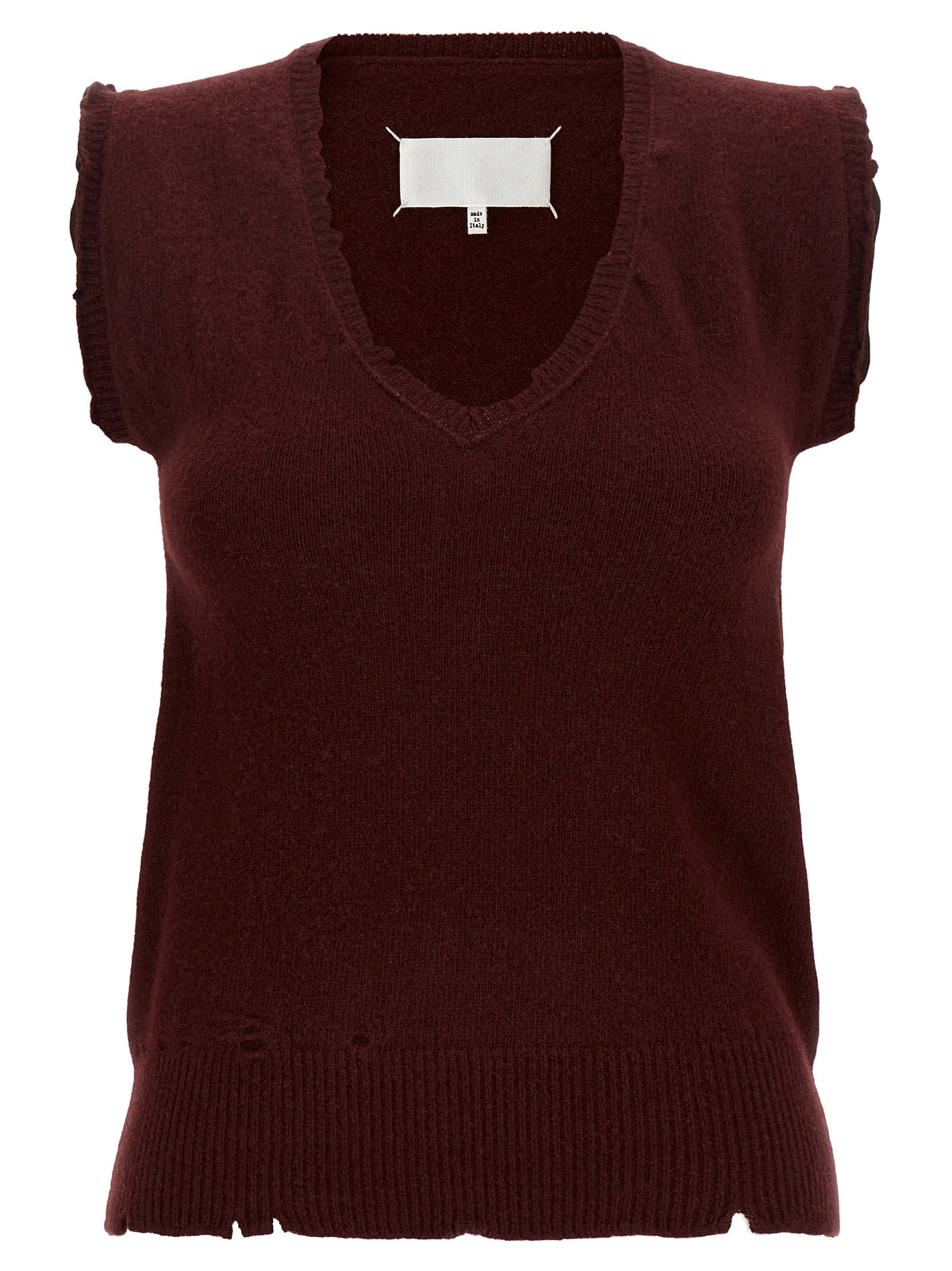 Maison Margiela Bordeaux Virgin Wool Sleeveless Women's Jacket