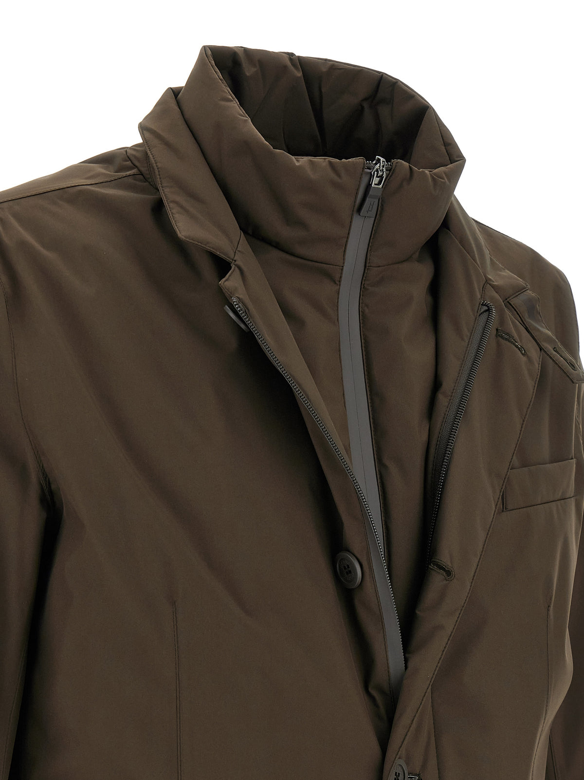 Herno Brown Polyester Full-Length Men's Jacket