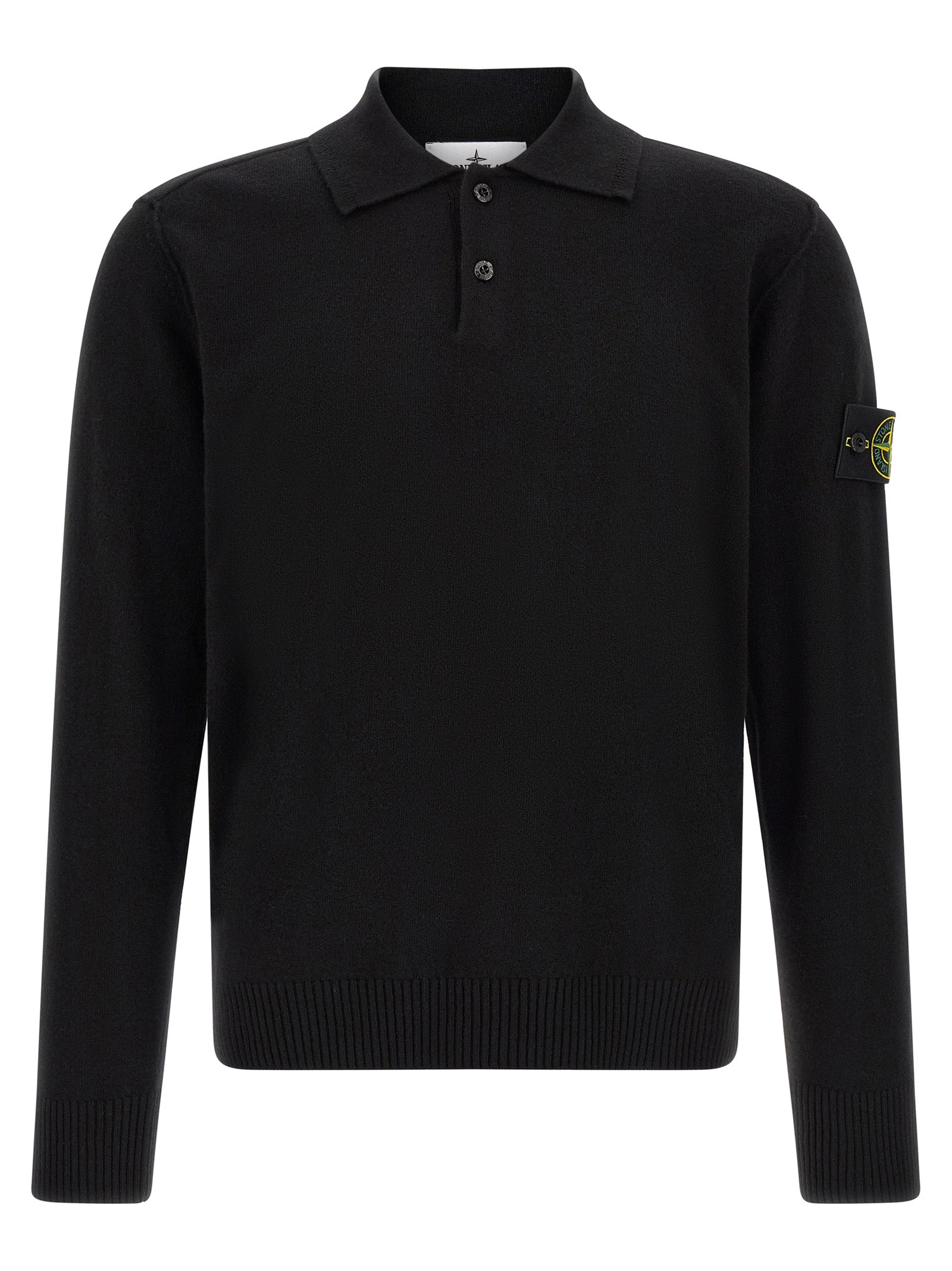 Stone Island Black Virgin Wool Polo Men's Shirt