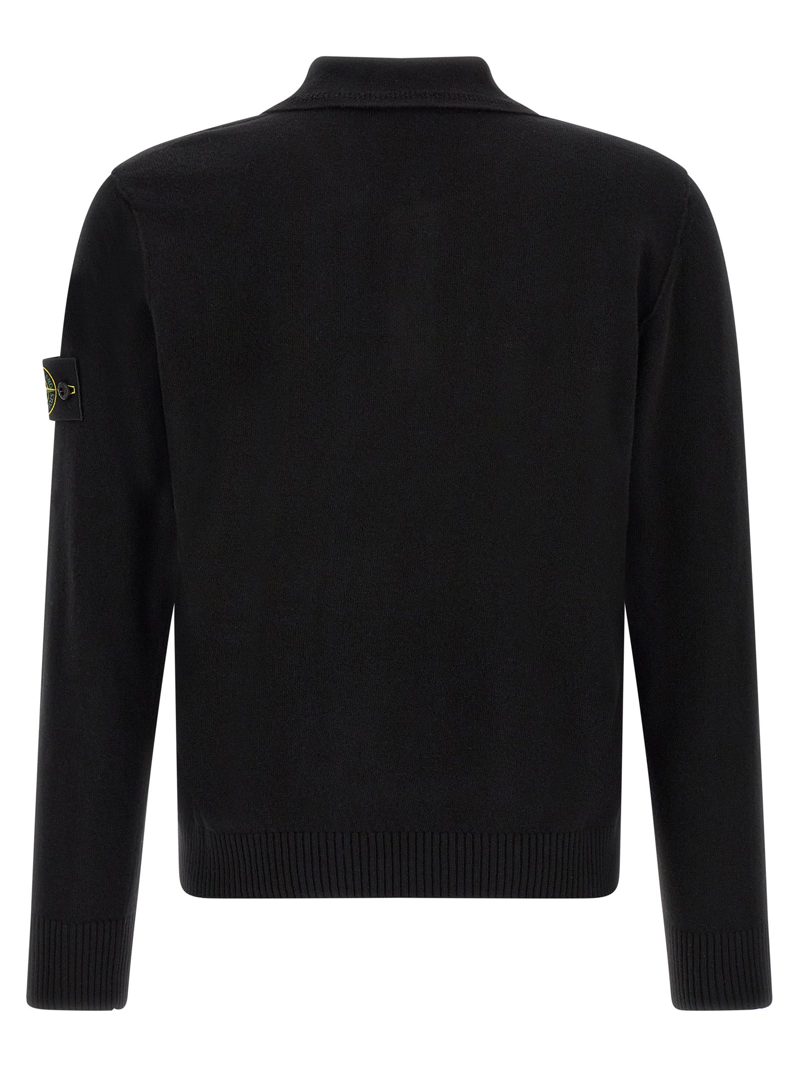 Stone Island Black Virgin Wool Polo Men's Shirt