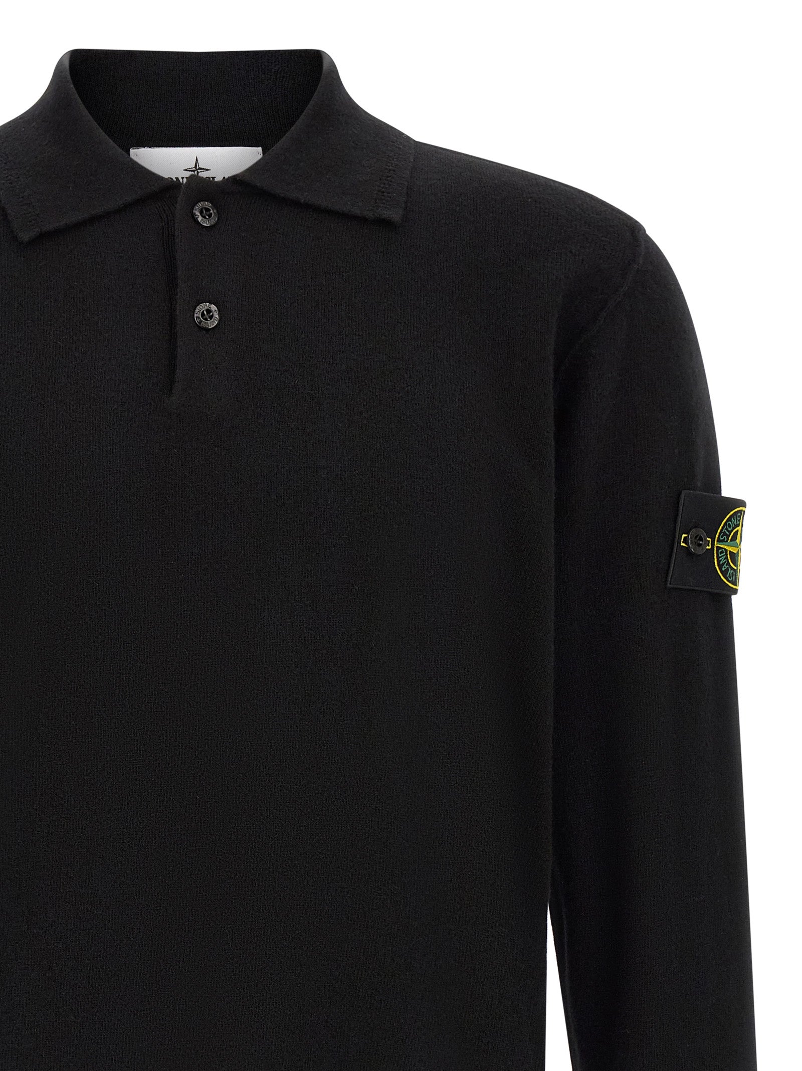 Stone Island Black Virgin Wool Polo Men's Shirt