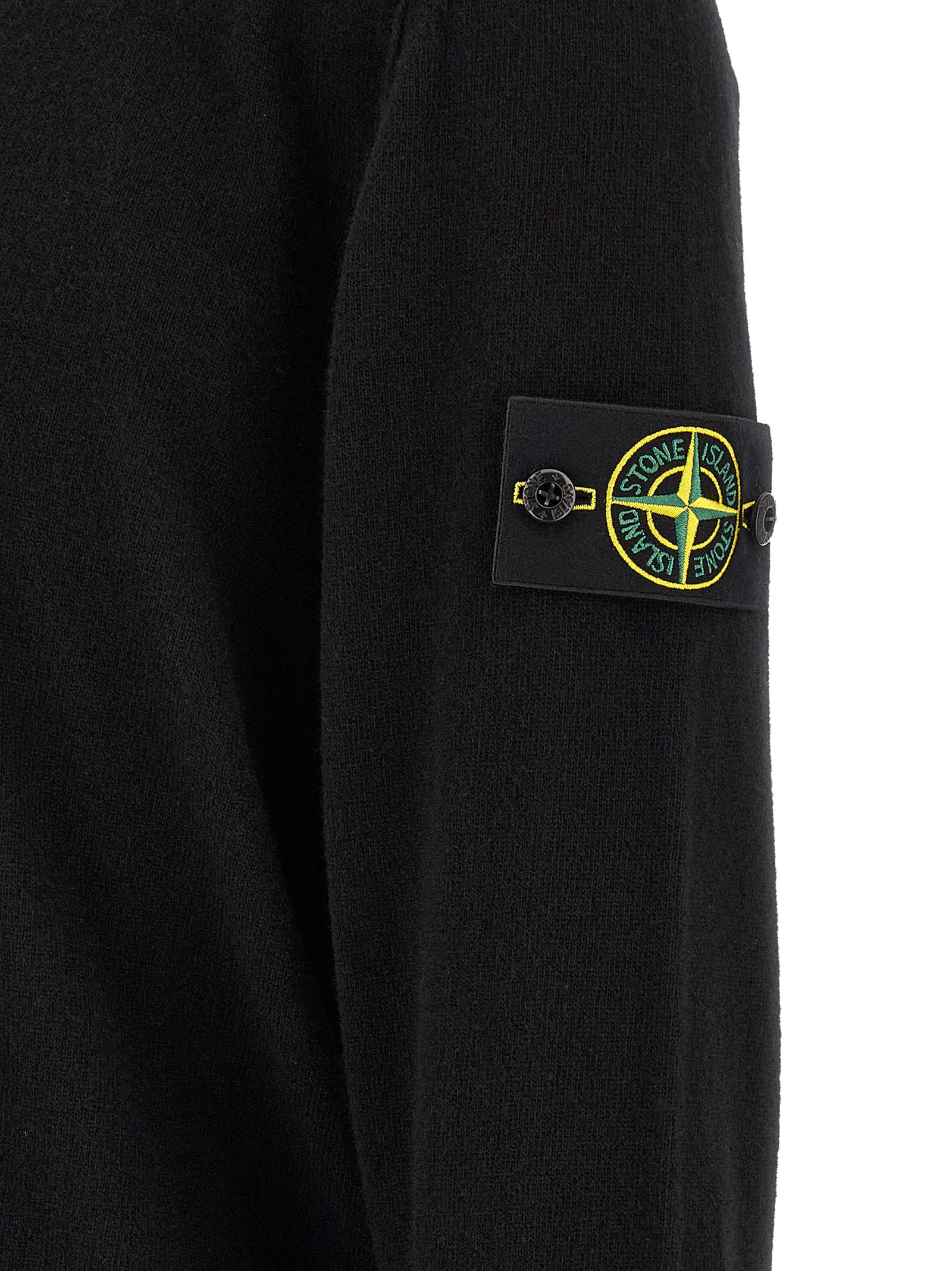 Stone Island Black Virgin Wool Polo Men's Shirt