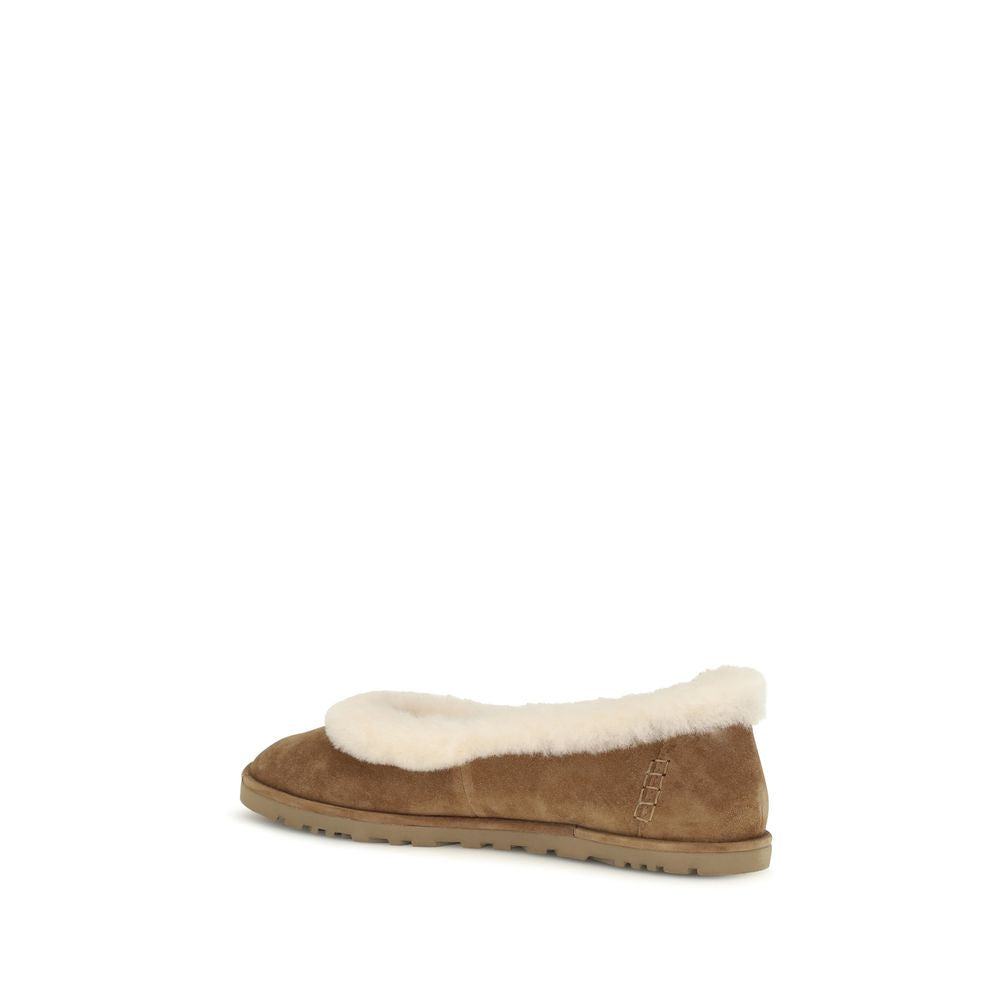 UGG Beige Suede Leather Ballet Women's Flats