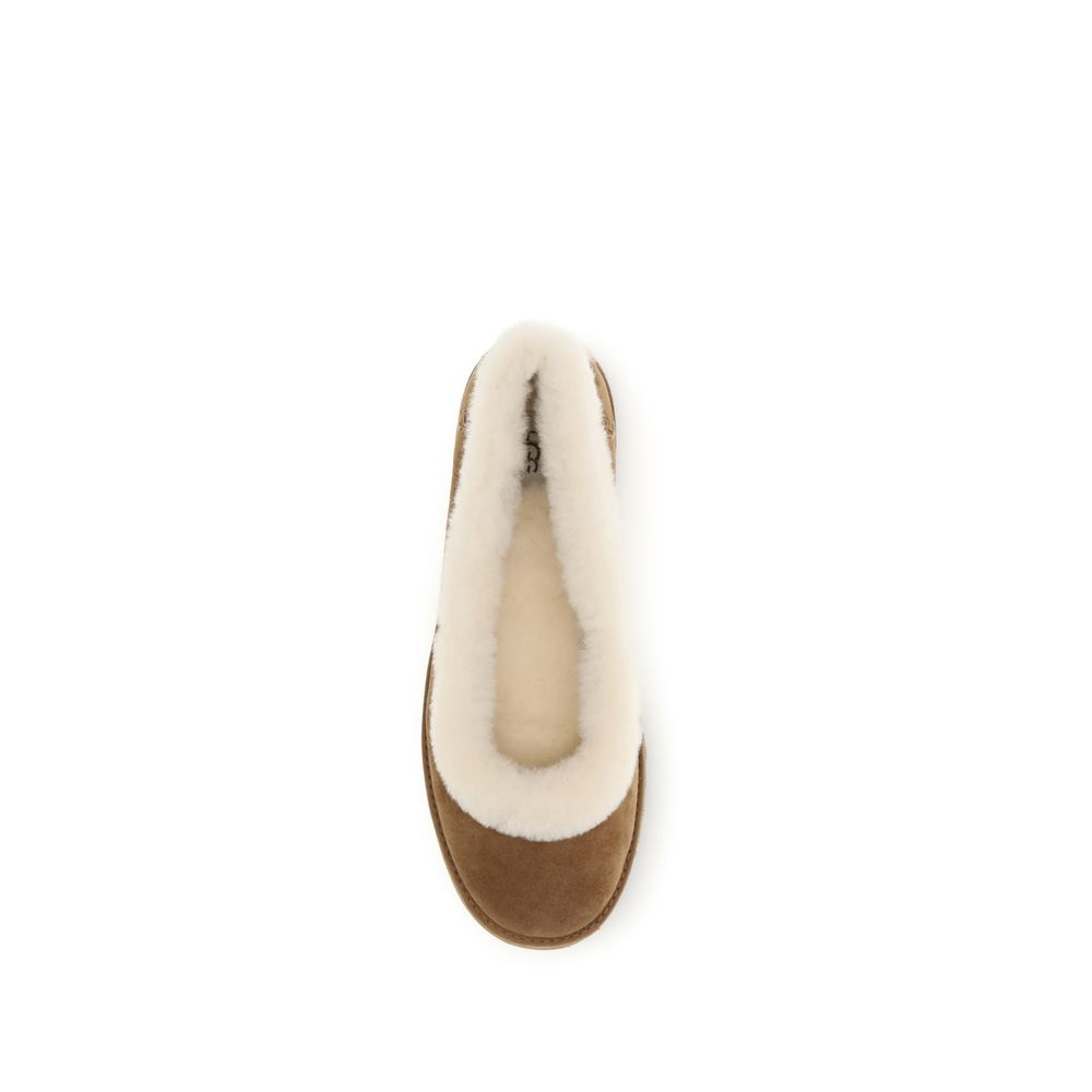 UGG Beige Suede Leather Ballet Women's Flats