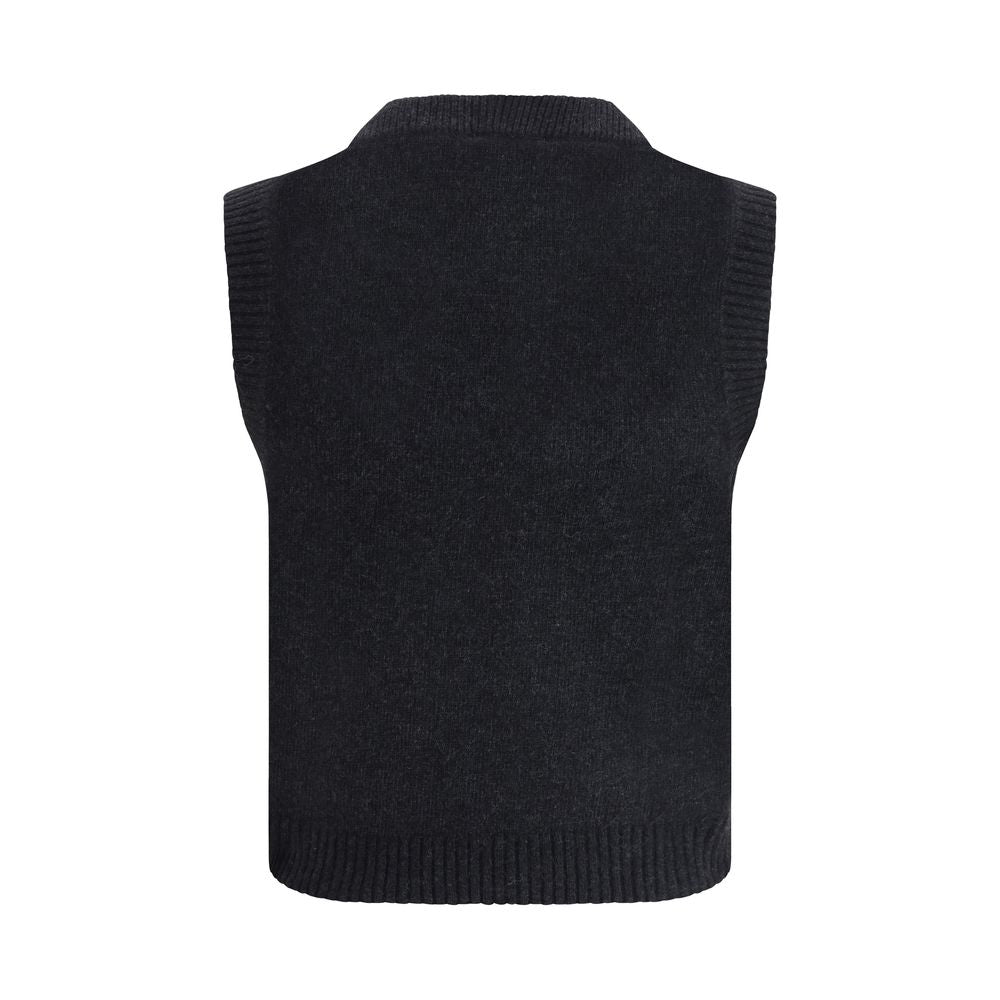 Ganni Black Wool Sleeveles Women's Sweater