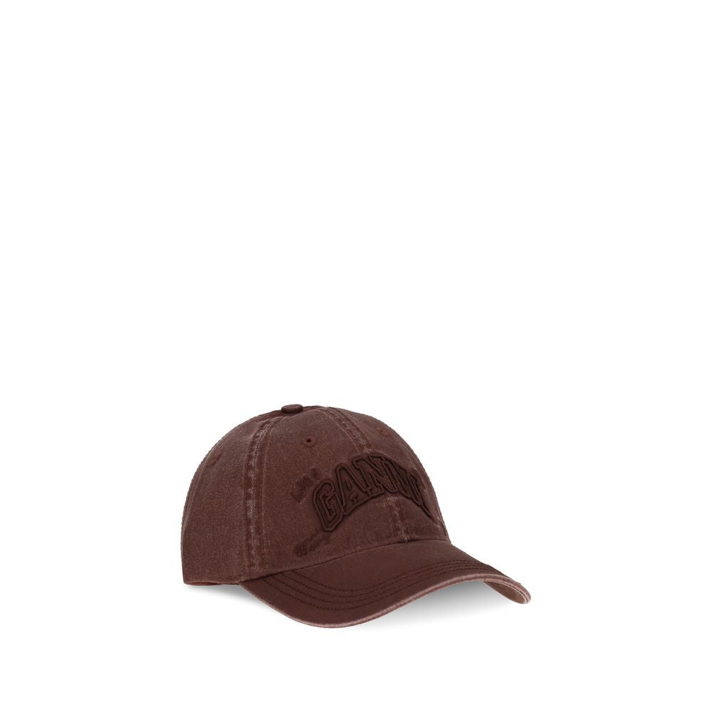 Ganni Bordeaux Cotton Cap (Baseball Women's Hat)