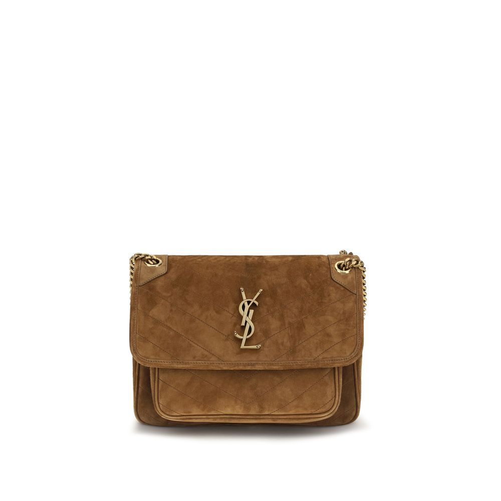 Saint Laurent Brown Suede Leather Shoulder Women's Bag