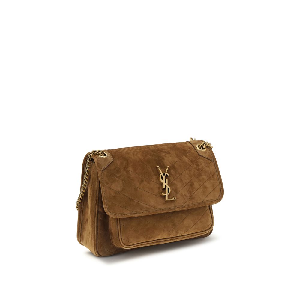 Saint Laurent Brown Suede Leather Shoulder Women's Bag