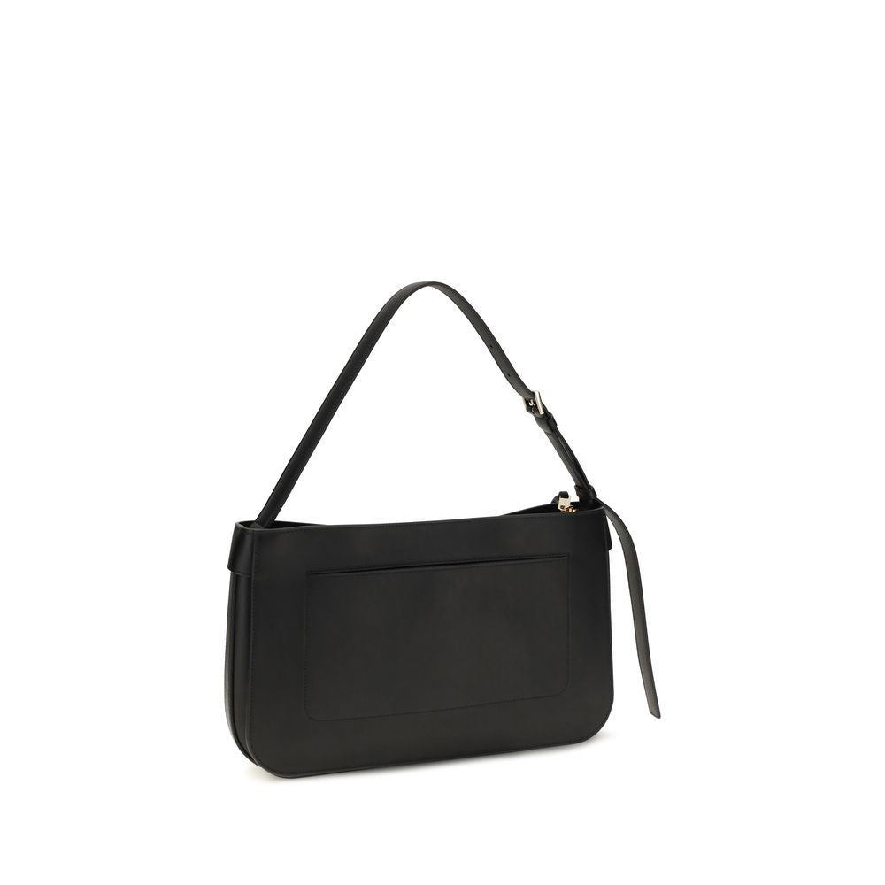Ferragamo Black Calf Leather Bos Taurus Shoulder Women's Bag