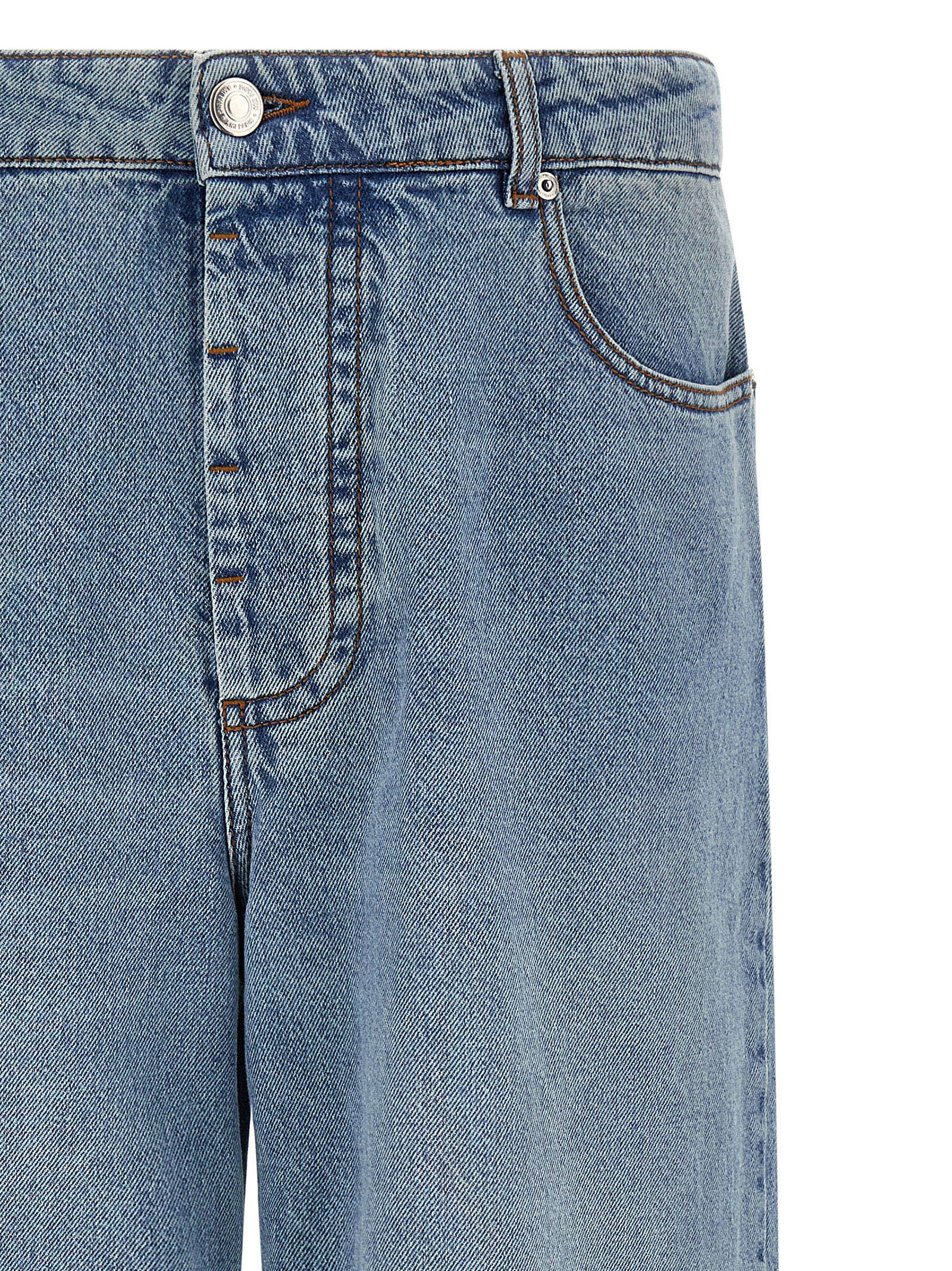 Ami Paris Blue Cotton Relaxed Fit Men's Jeans
