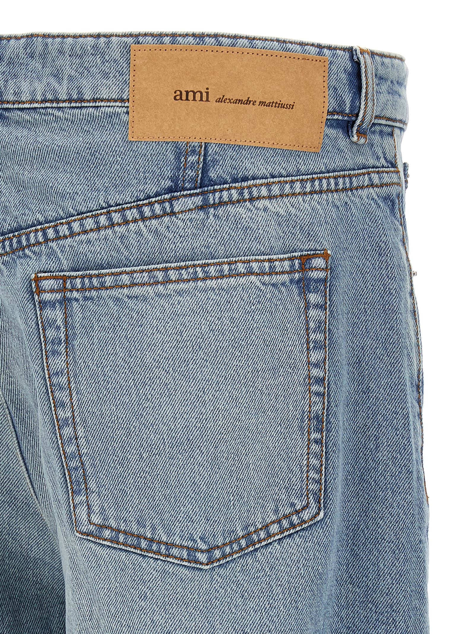 Ami Paris Blue Cotton Relaxed Fit Men's Jeans