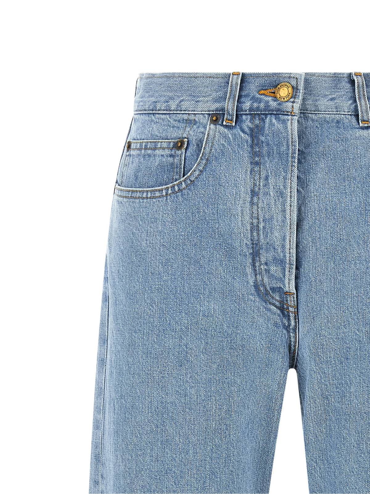 Thom Browne Blue Cotton Straight-Leg Women's Jeans