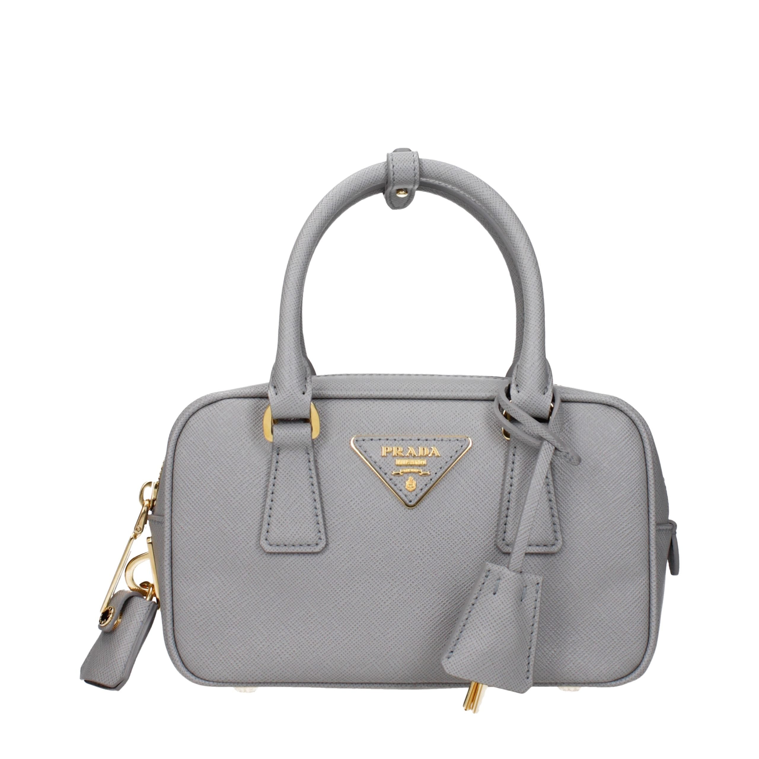 Prada Gray Leather Women's Handbag