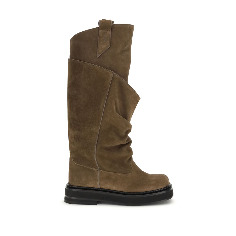 The Attico Brown Calf Leather Bos Taurus Lace-Up Women's Boots