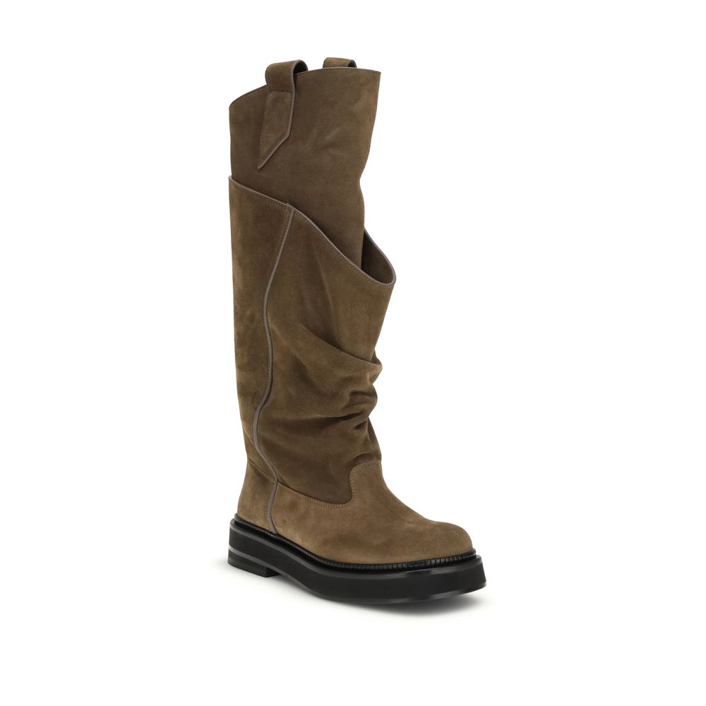 The Attico Brown Calf Leather Bos Taurus Lace-Up Women's Boots