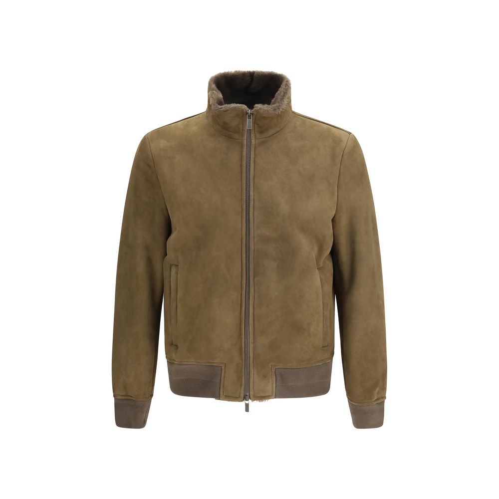 Salvatore Santoro Brown Lamb Ovis Aries Full-Length Men's Jacket