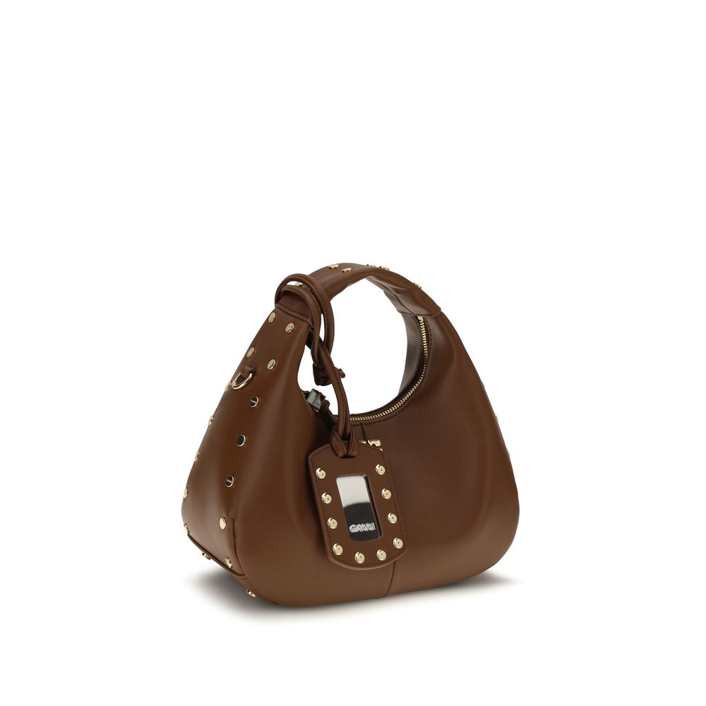 Ganni Brown Recycled Leather Shoulder Women's Bag