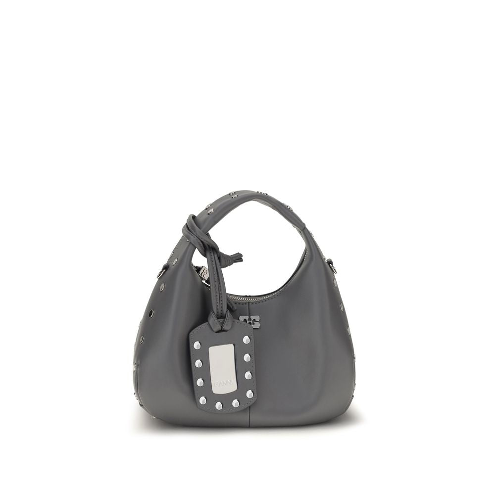 Ganni Gray Leather Shoulder Women's Bag