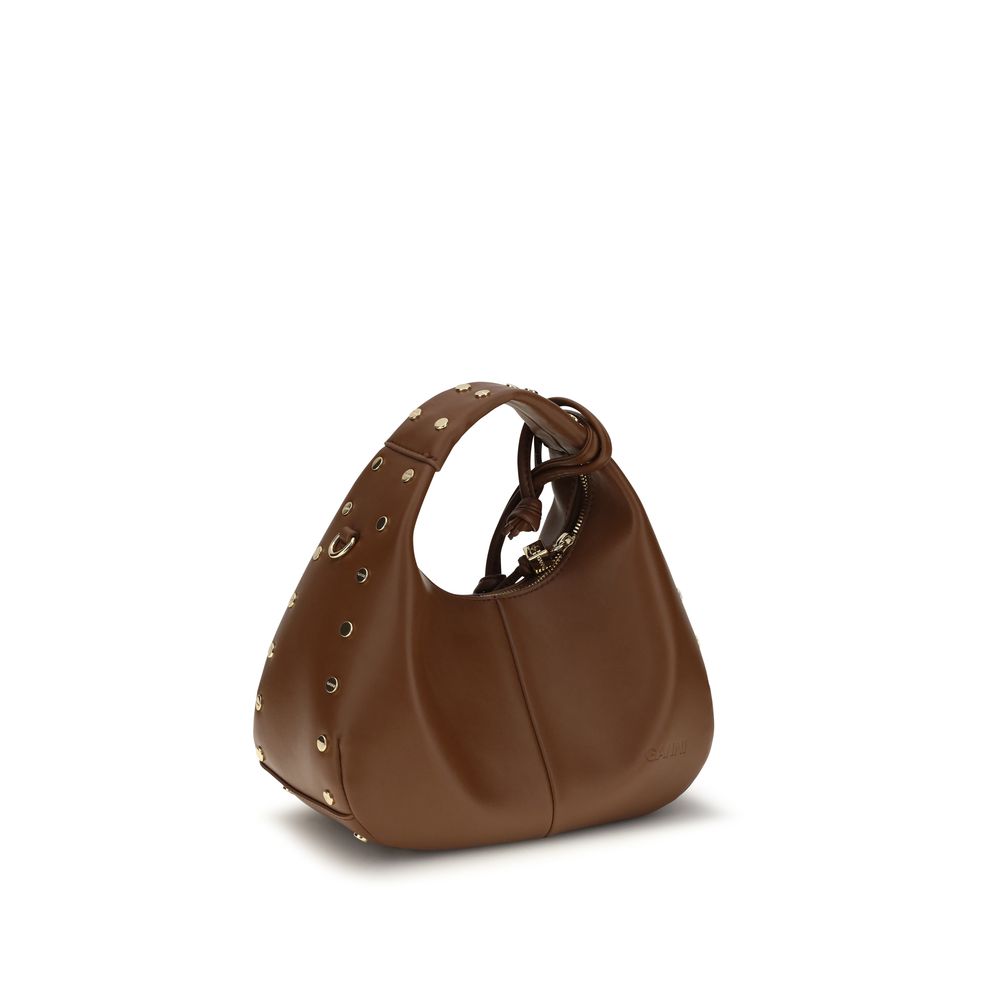 Ganni Brown Recycled Leather Shoulder Women's Bag
