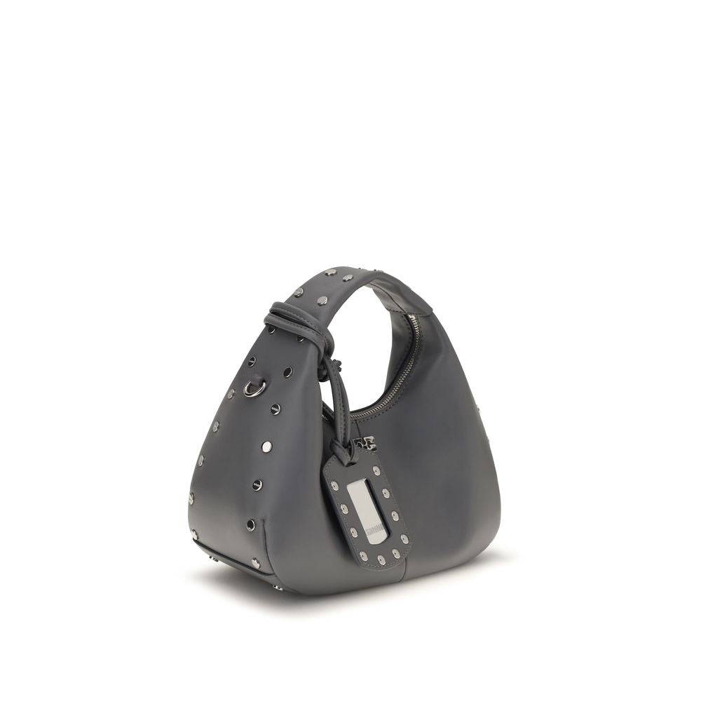 Ganni Gray Leather Shoulder Women's Bag