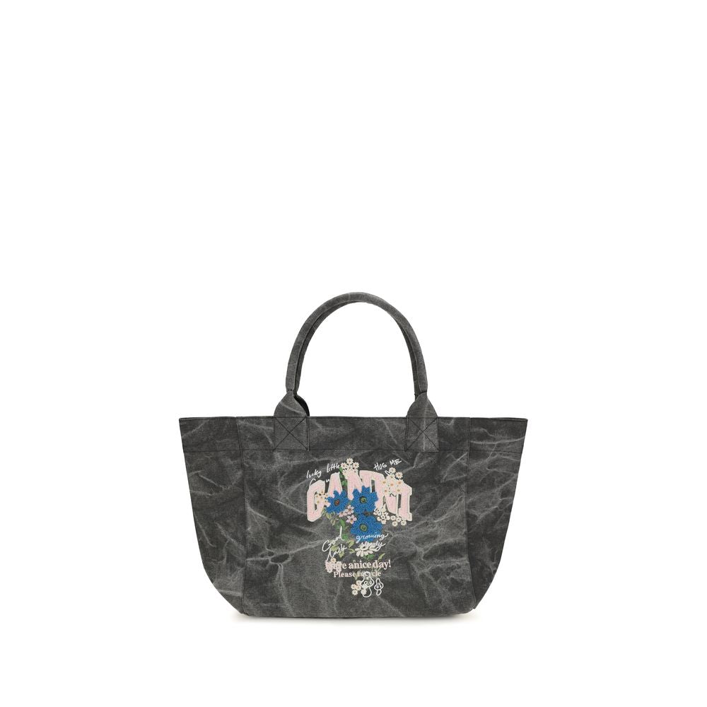 Ganni Gray Cotton Shoulder Women's Bag
