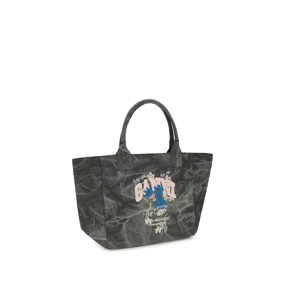 Ganni Gray Cotton Shoulder Women's Bag