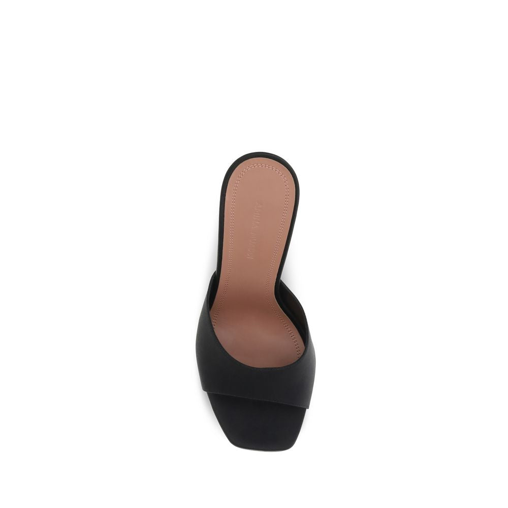Amina Muaddi Black Calf Leather Bos Taurus Platform Women's Sandals