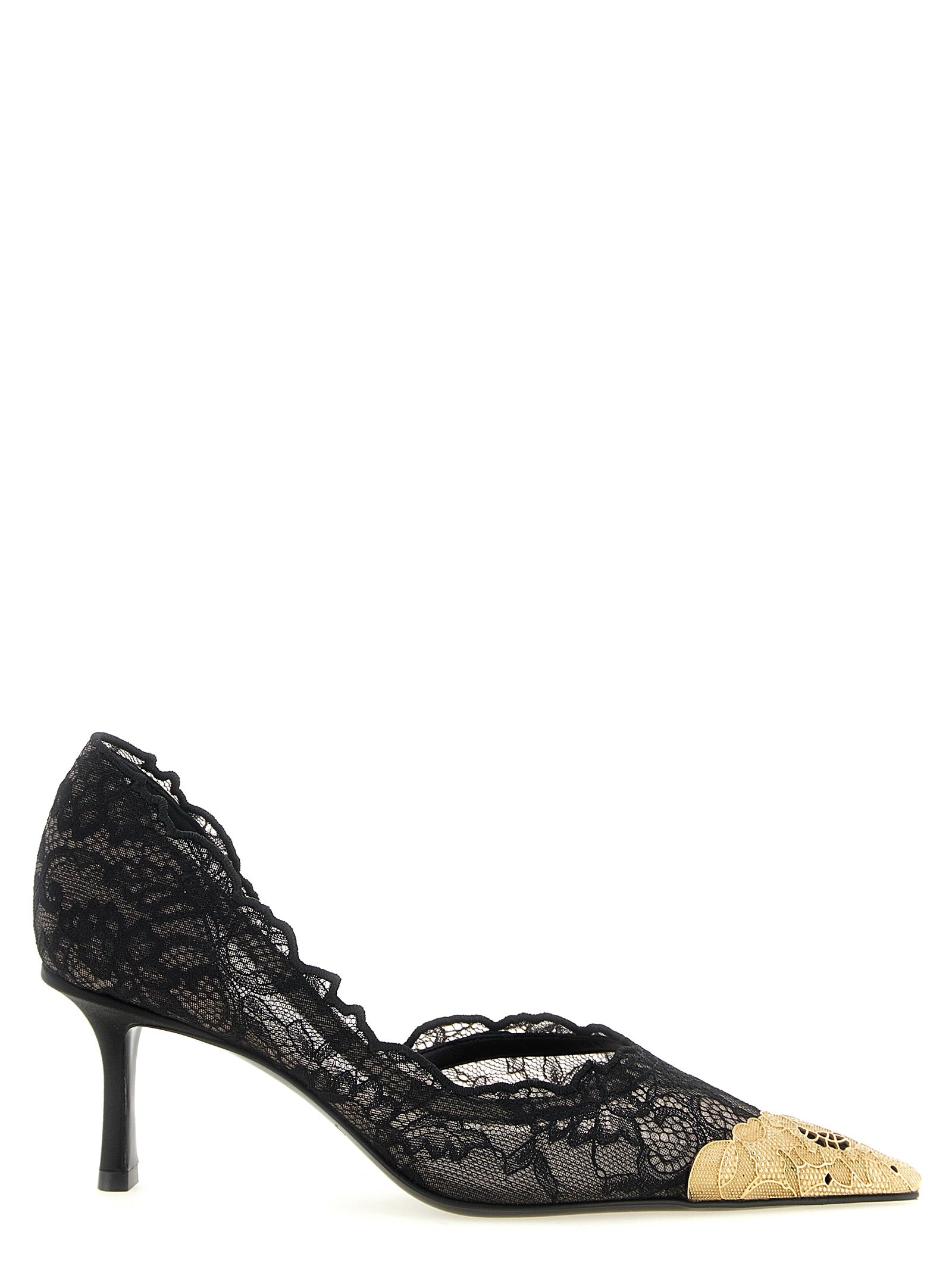Jimmy Choo Black Tencel Mid Heel Women's Pumps