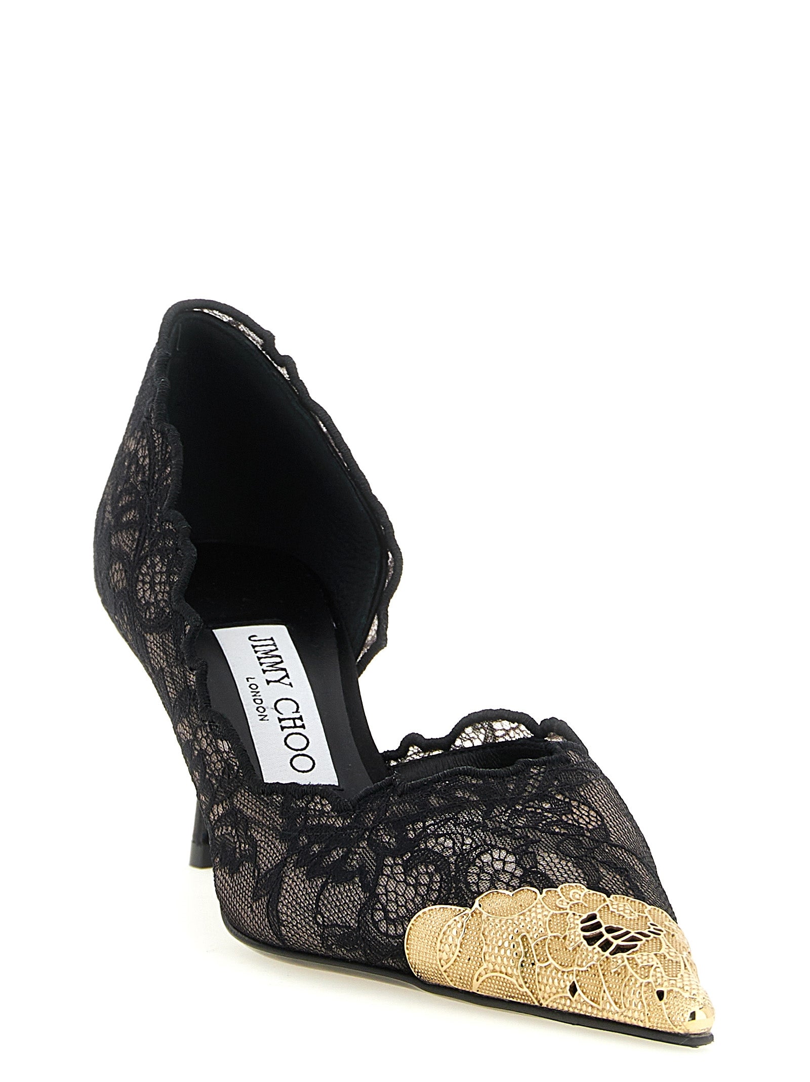 Jimmy Choo Black Tencel Mid Heel Women's Pumps