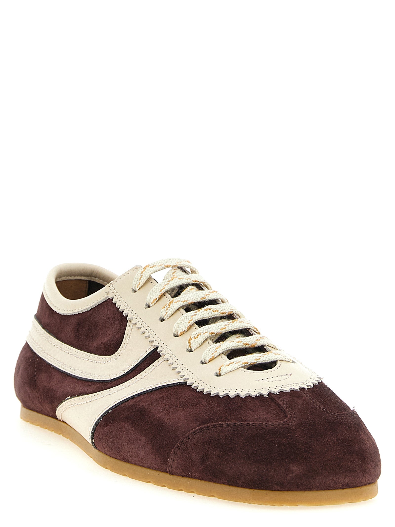 Dries Van Noten Bordeaux Calfskin Low Top Men's Sneakers