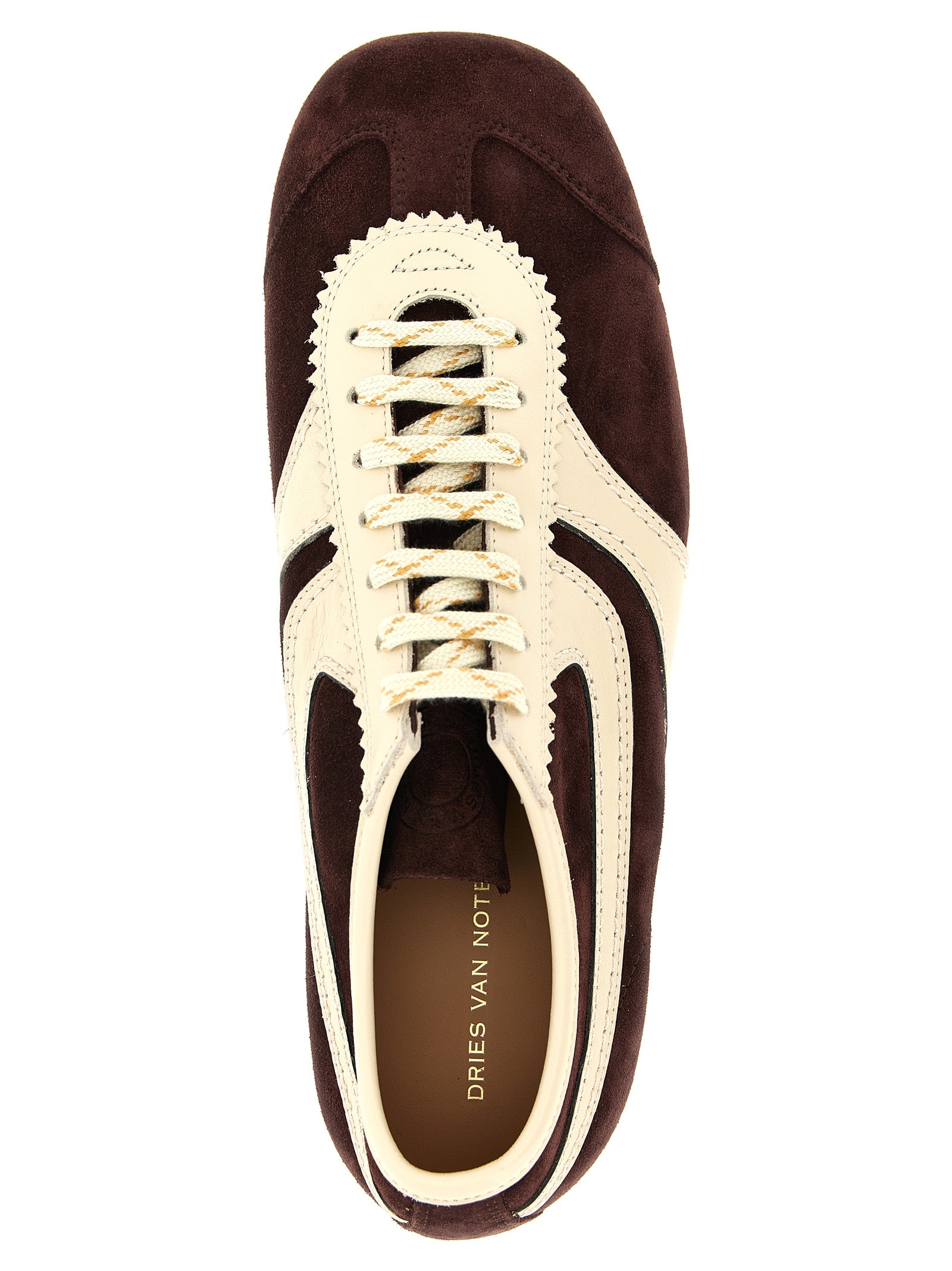 Dries Van Noten Bordeaux Calfskin Low Top Men's Sneakers