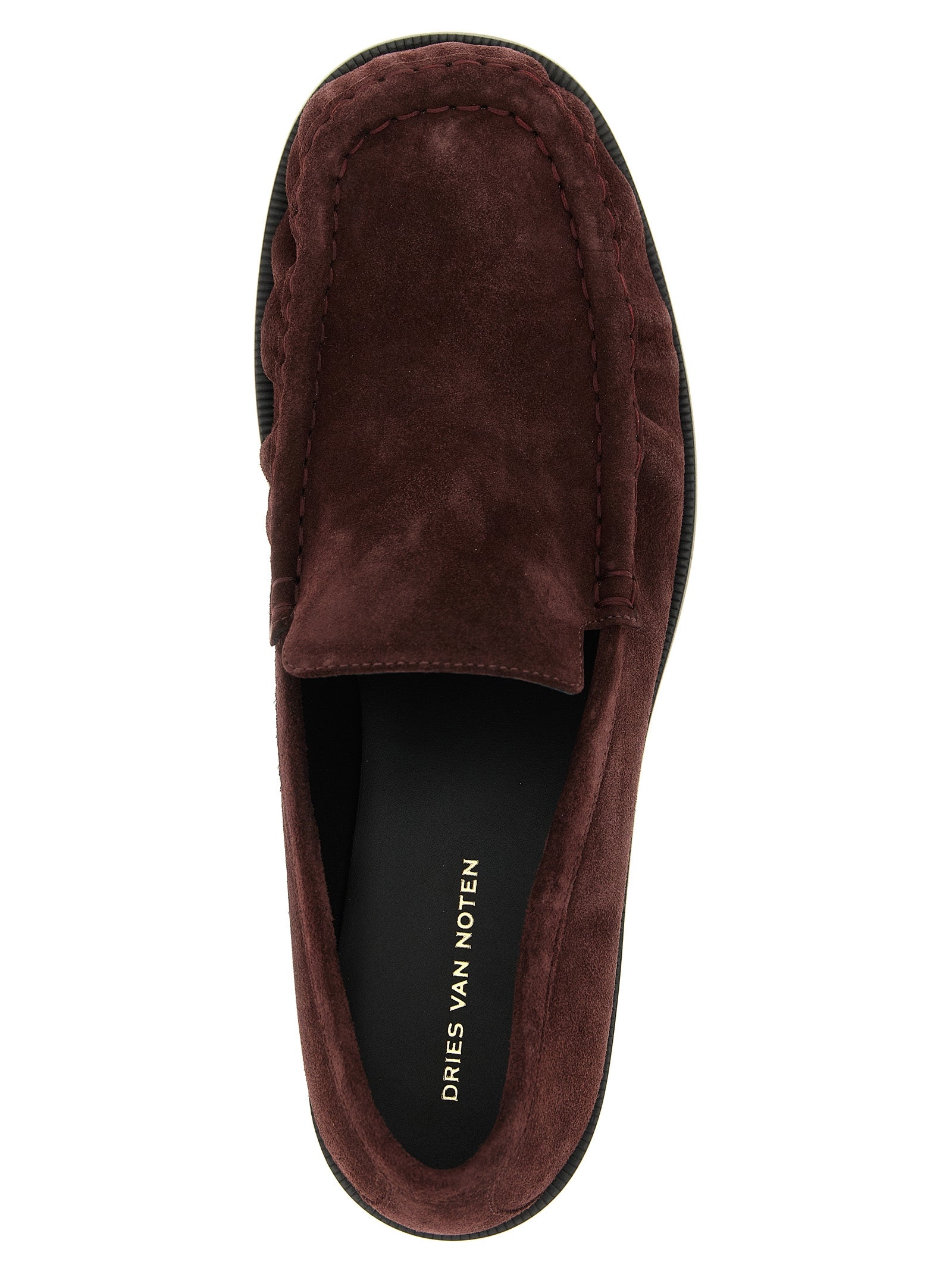 Dries Van Noten Bordeaux Calfskin Slip-On Men's Loafers