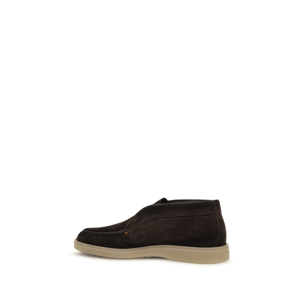 Santoni Brown Suede Leather Slip-On Men's Loafers