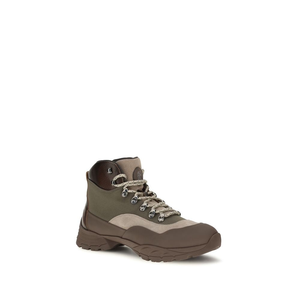 Brunello Cucinelli Bicolor Nylon Lace-Up Men's Boots