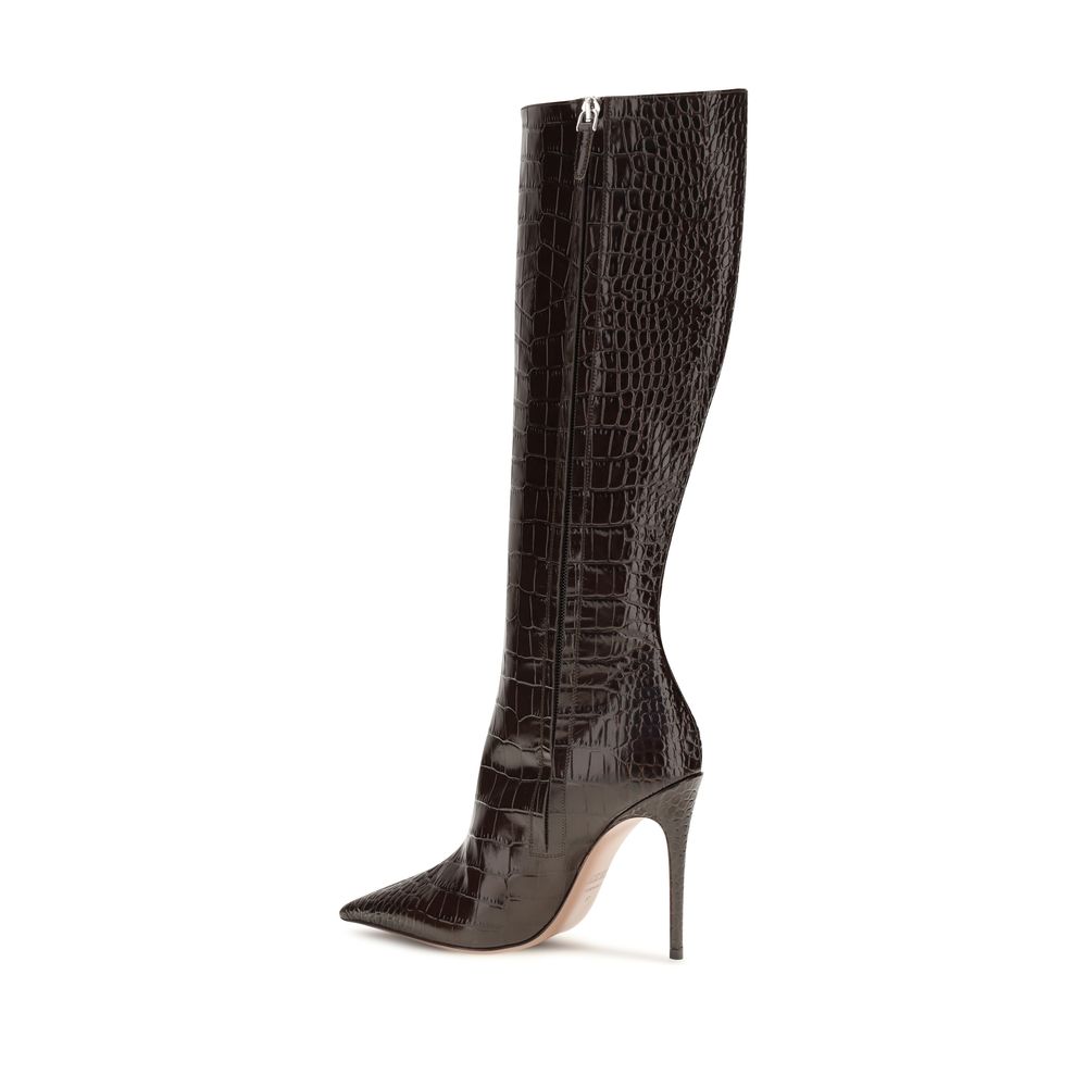 Paris Texas Brown Calf Leather Bos Taurus High Heel Women's Boots