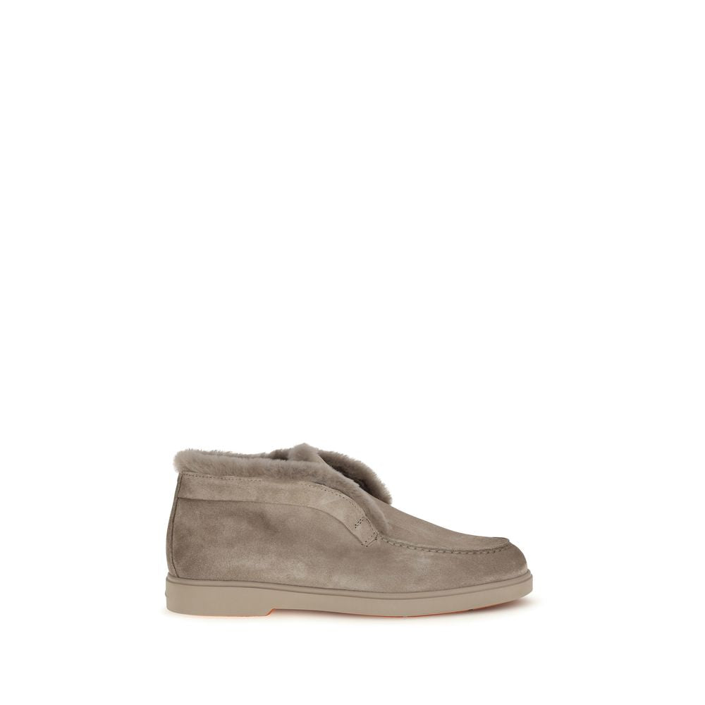 Santoni Beige Faux Fur Ankle Women's Boots