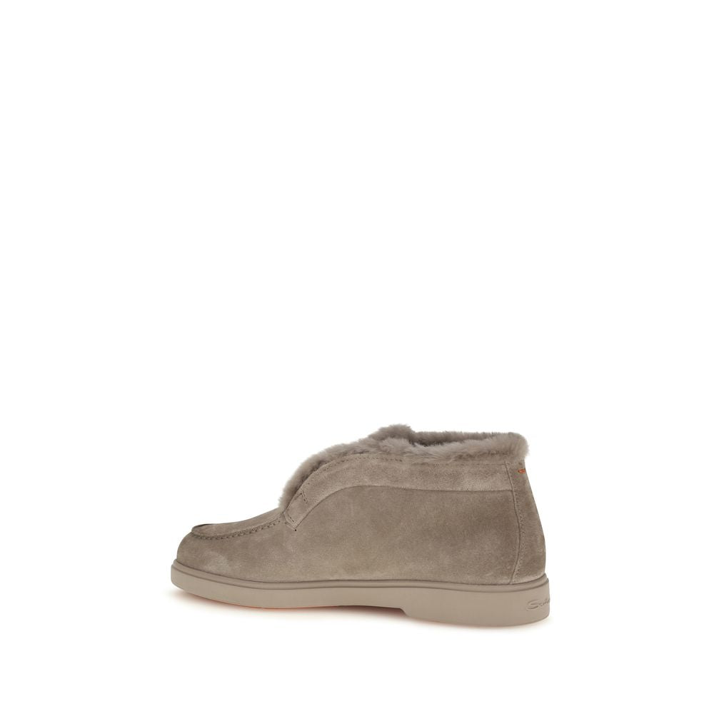 Santoni Beige Faux Fur Ankle Women's Boots