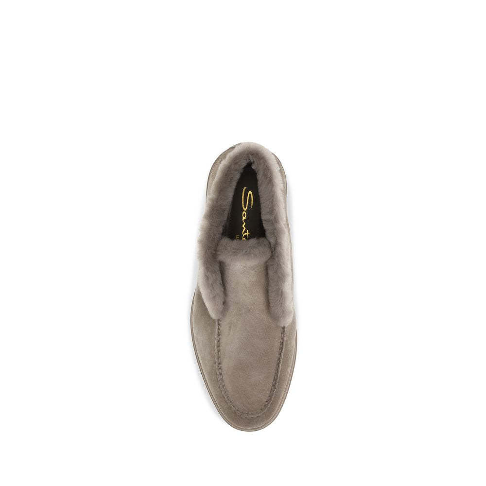 Santoni Beige Faux Fur Ankle Women's Boots