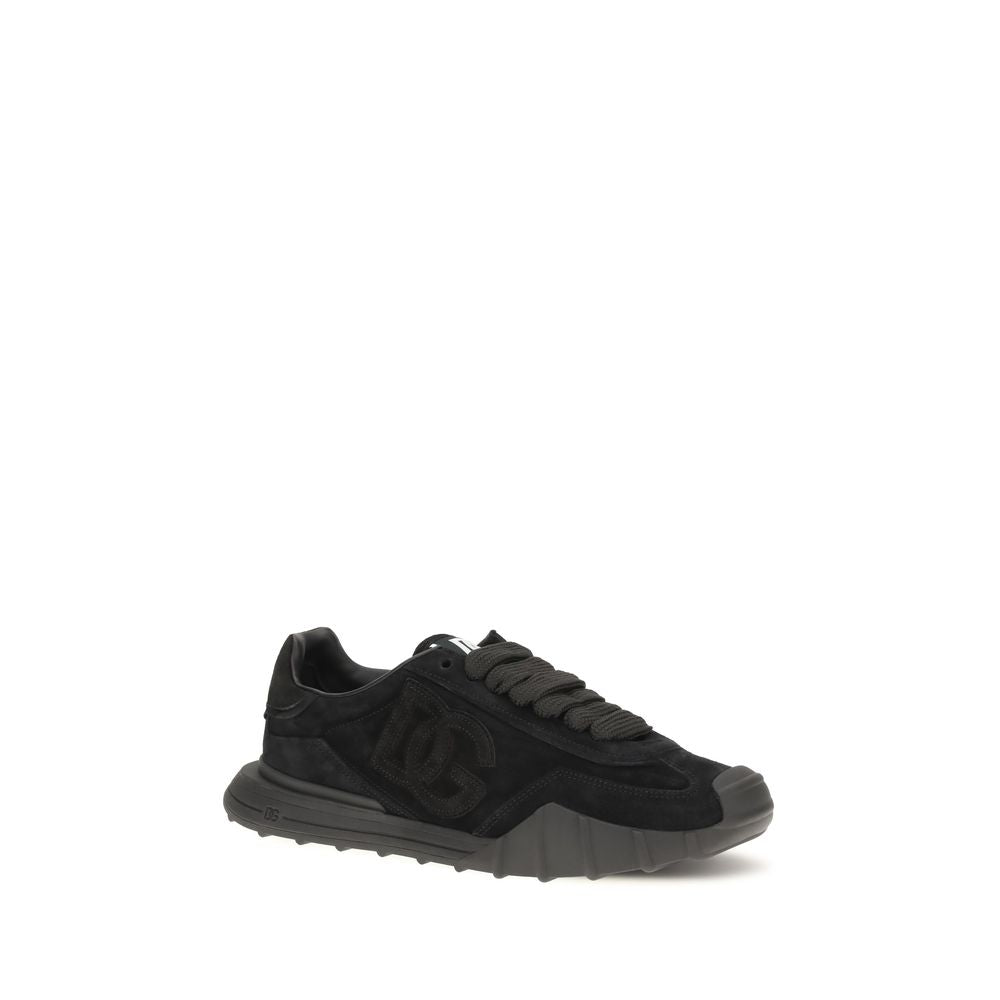 Dolce & Gabbana Black Calf Leather Bos Taurus Athletic Men's Sneakers