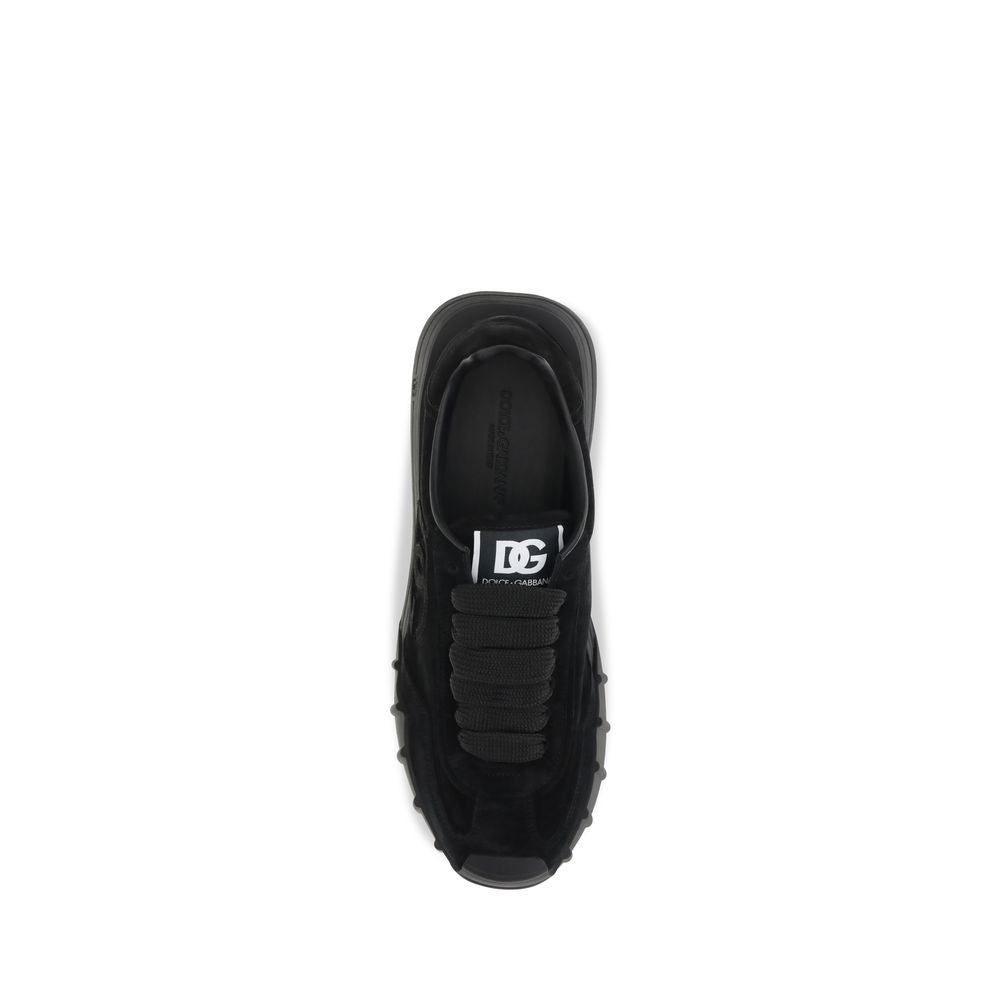 Dolce & Gabbana Black Calf Leather Bos Taurus Athletic Men's Sneakers