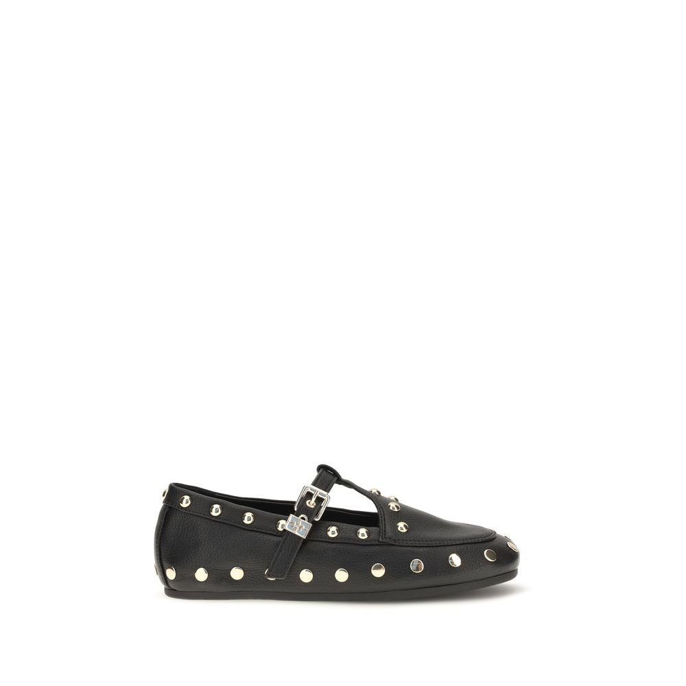 Ganni Black Recycled Polyester Ballet Women's Flats